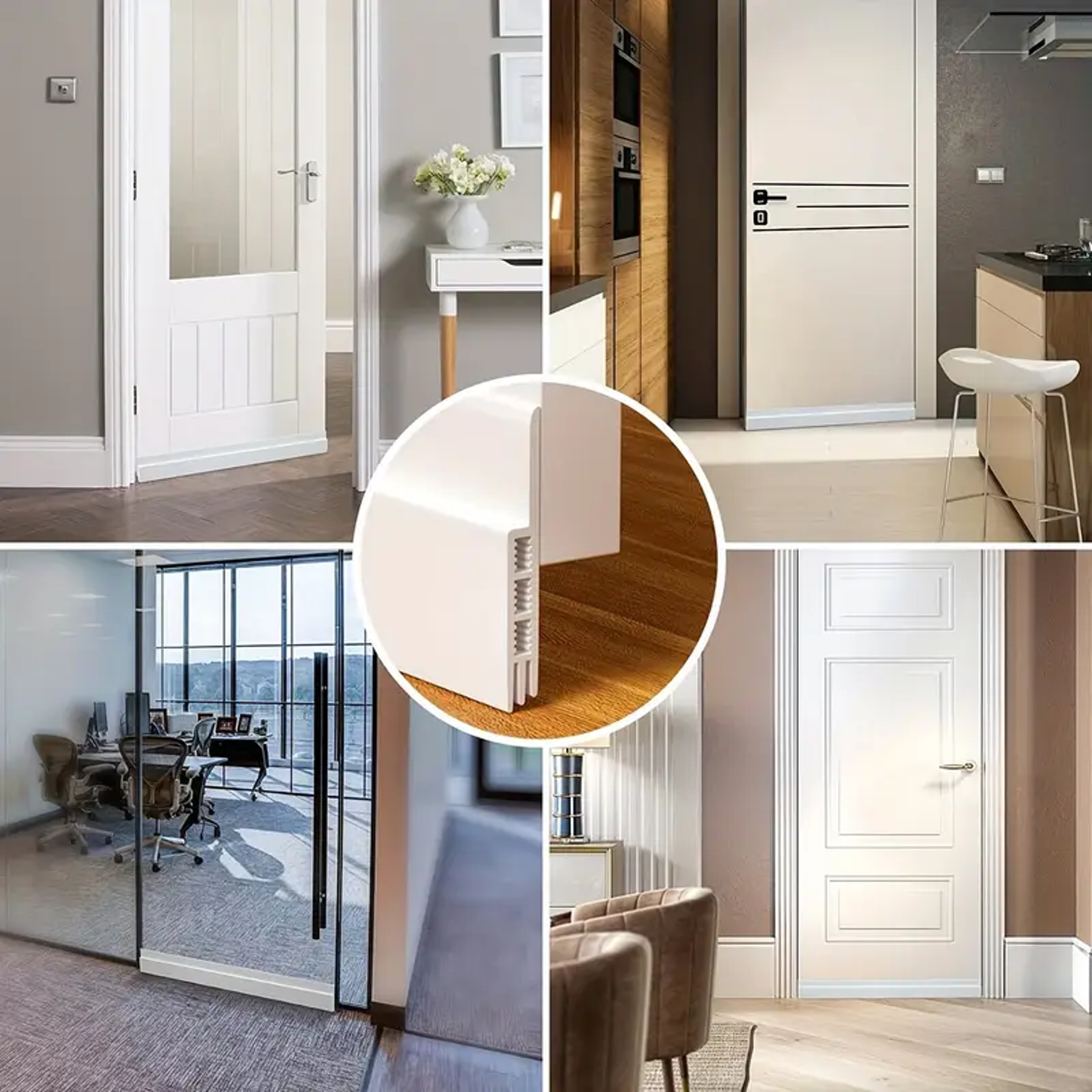quiet seal silicone door draft stopper weather stripping with strong adhesive noise & air blocker