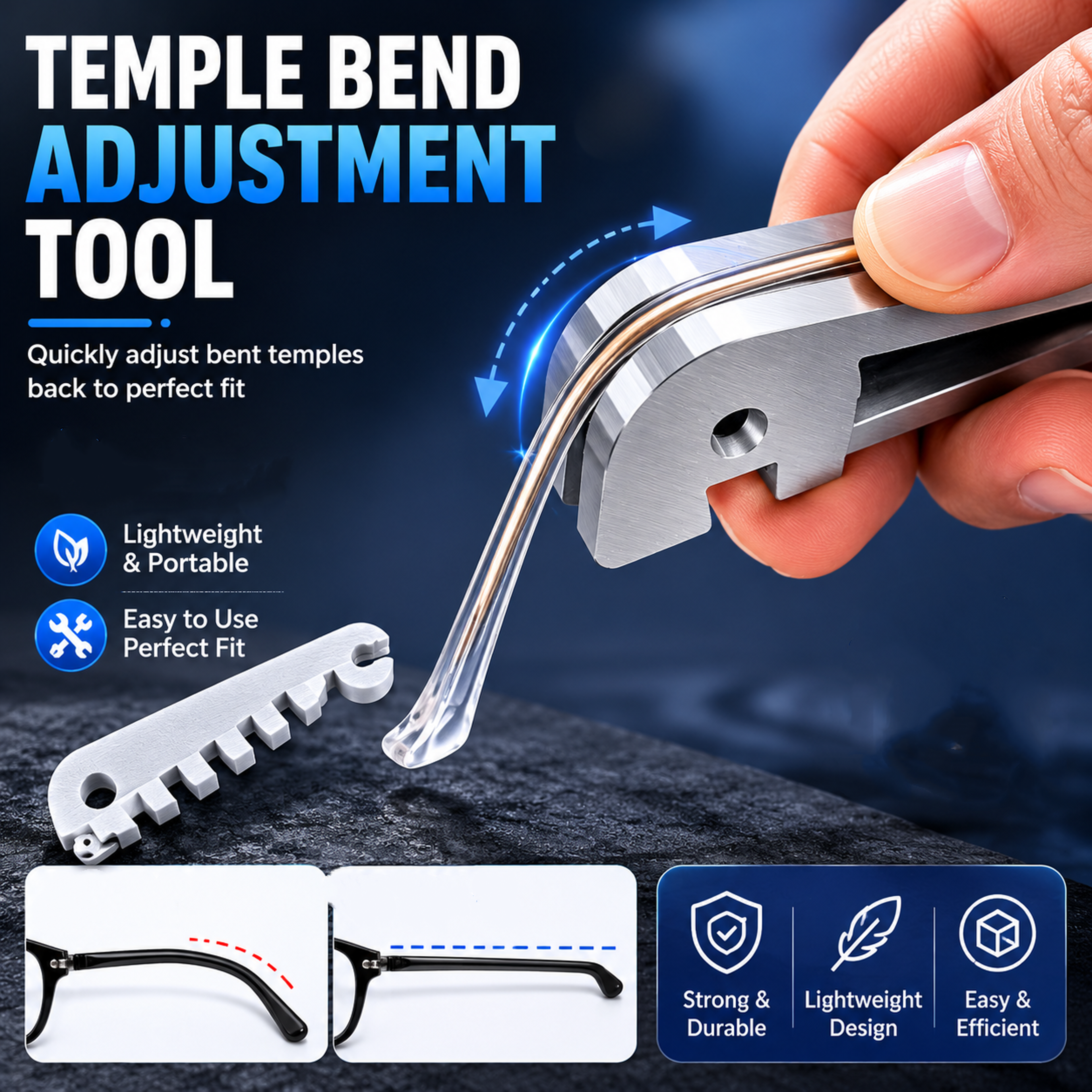precision eyeglass frame adjustment tool & leg bending repair tool for glasses