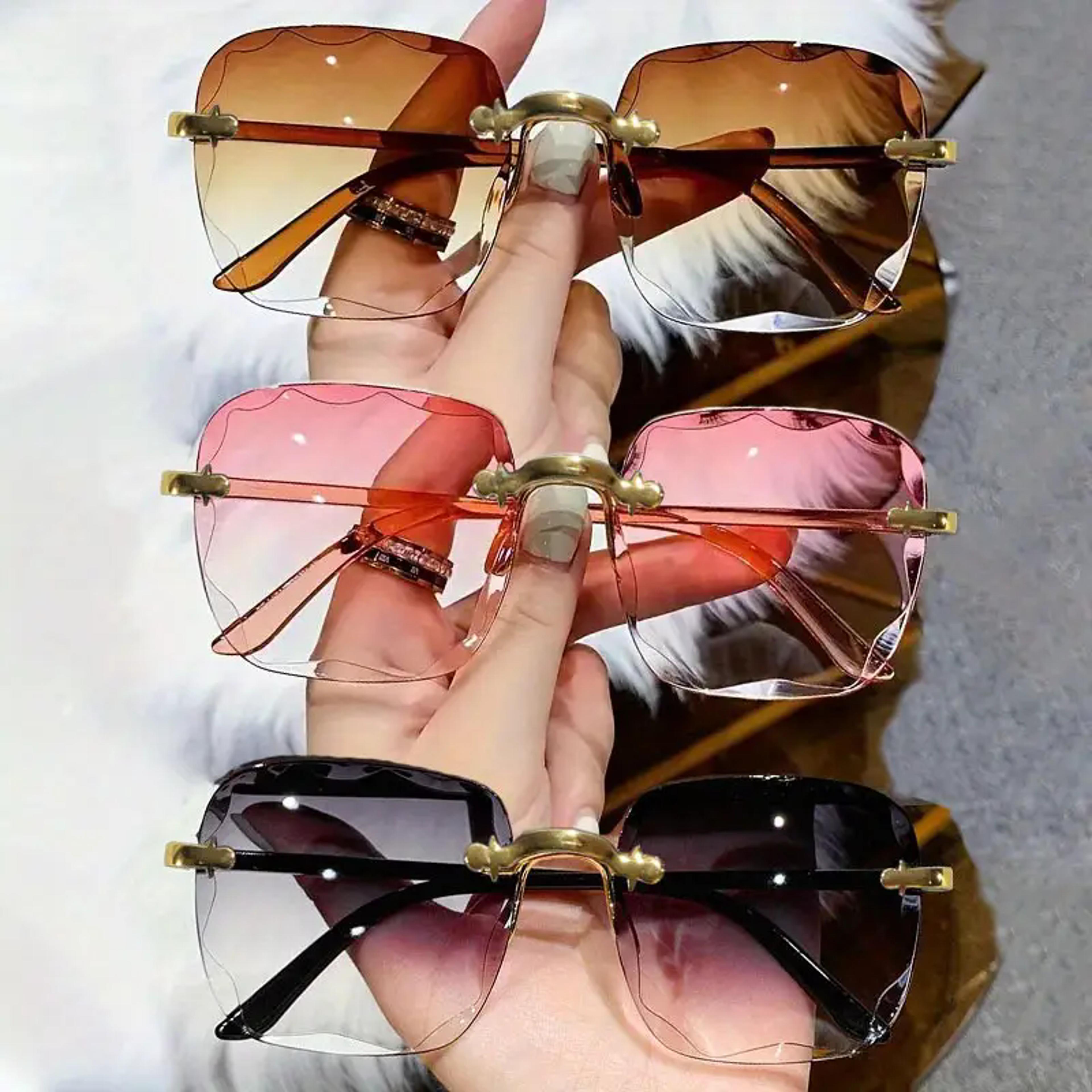 luxury rimless square sunglasses for men & women