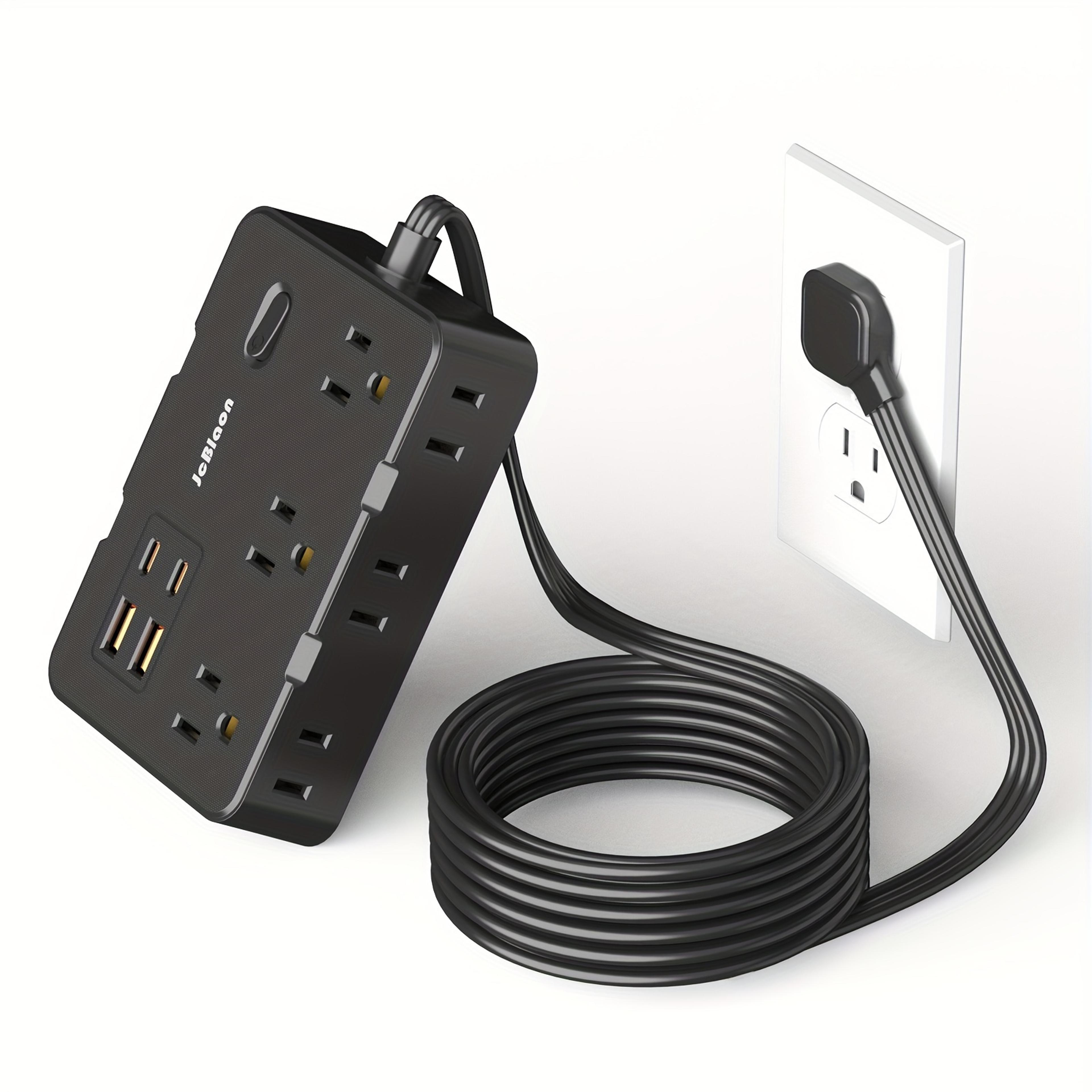 ultra thin flat plug surge protector power strip outlets and usb charging ports