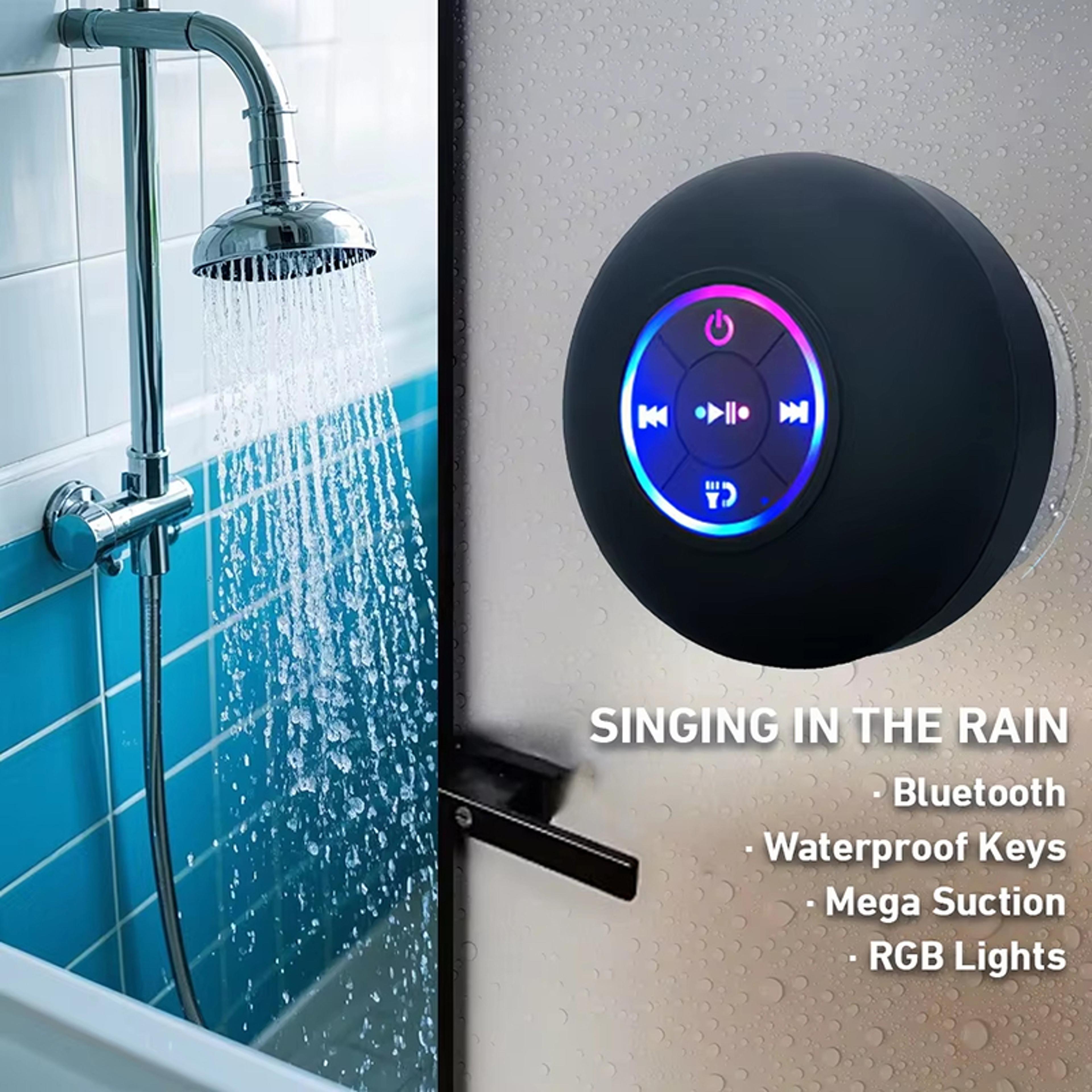 waterproof bluetooth shower speaker with led light and strong suction cup