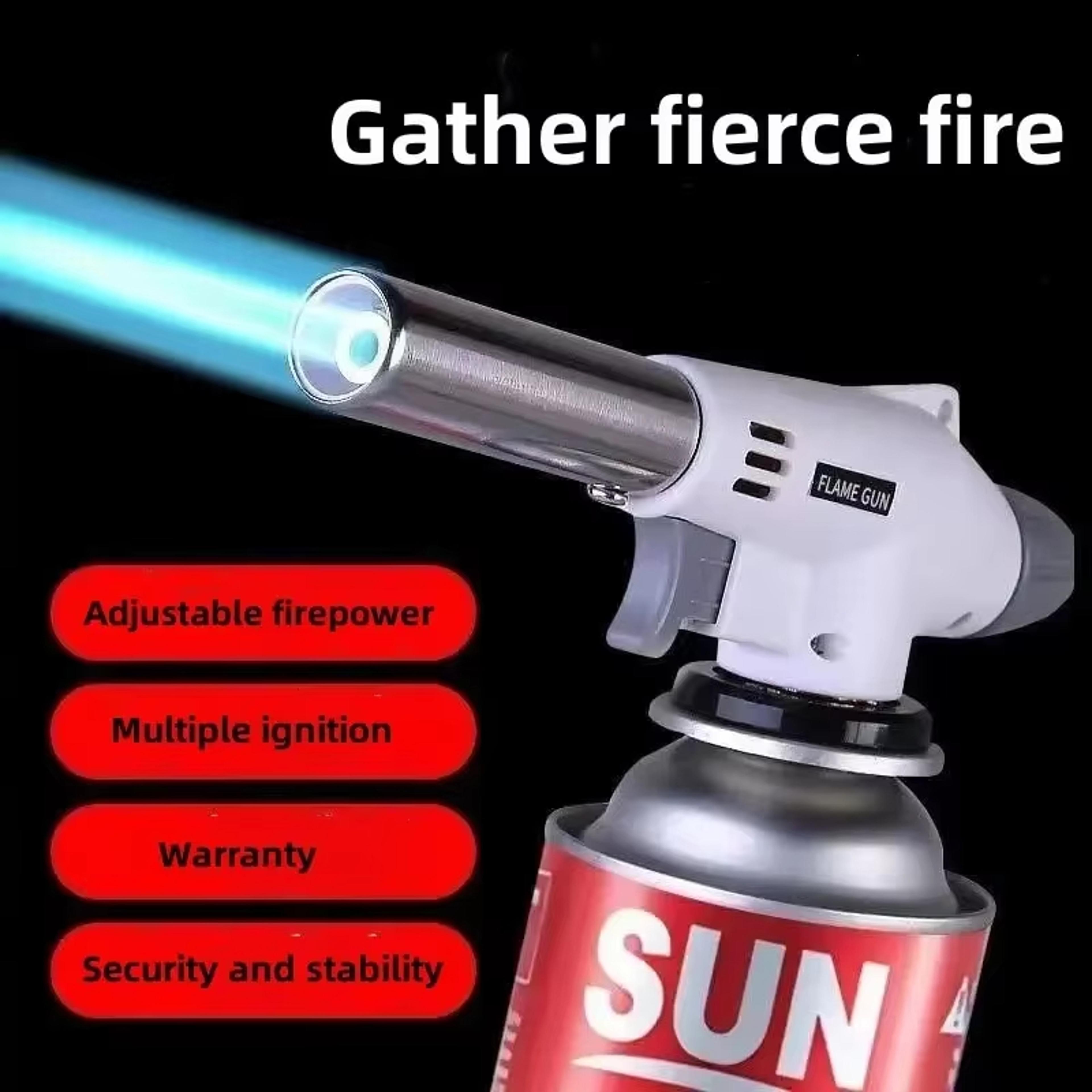 portable butane gas torch adjustable flame outdoor burner for camping, bbq & welding