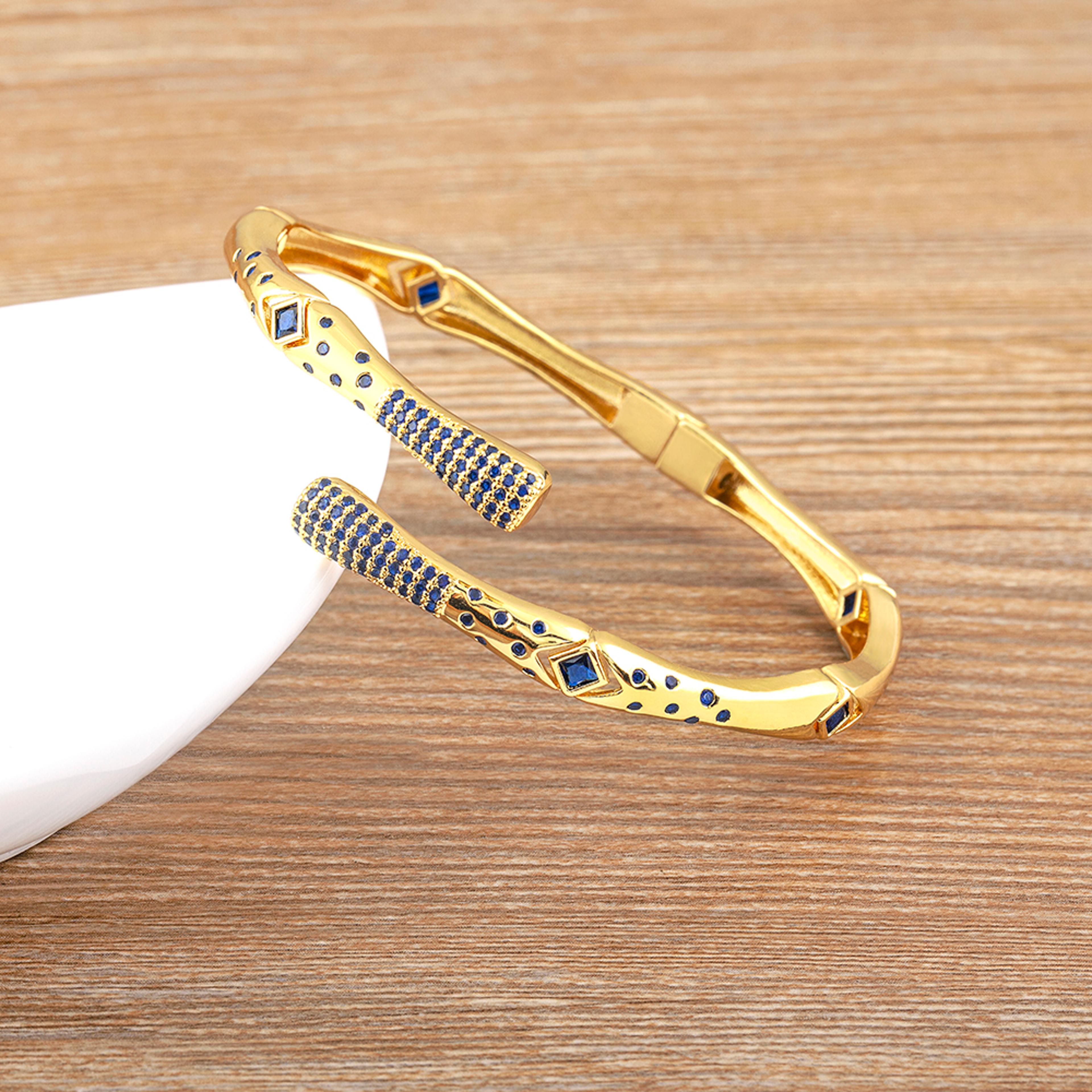 elegant adjustable zircon bangle bracelet for women classic geometric fashion jewelry