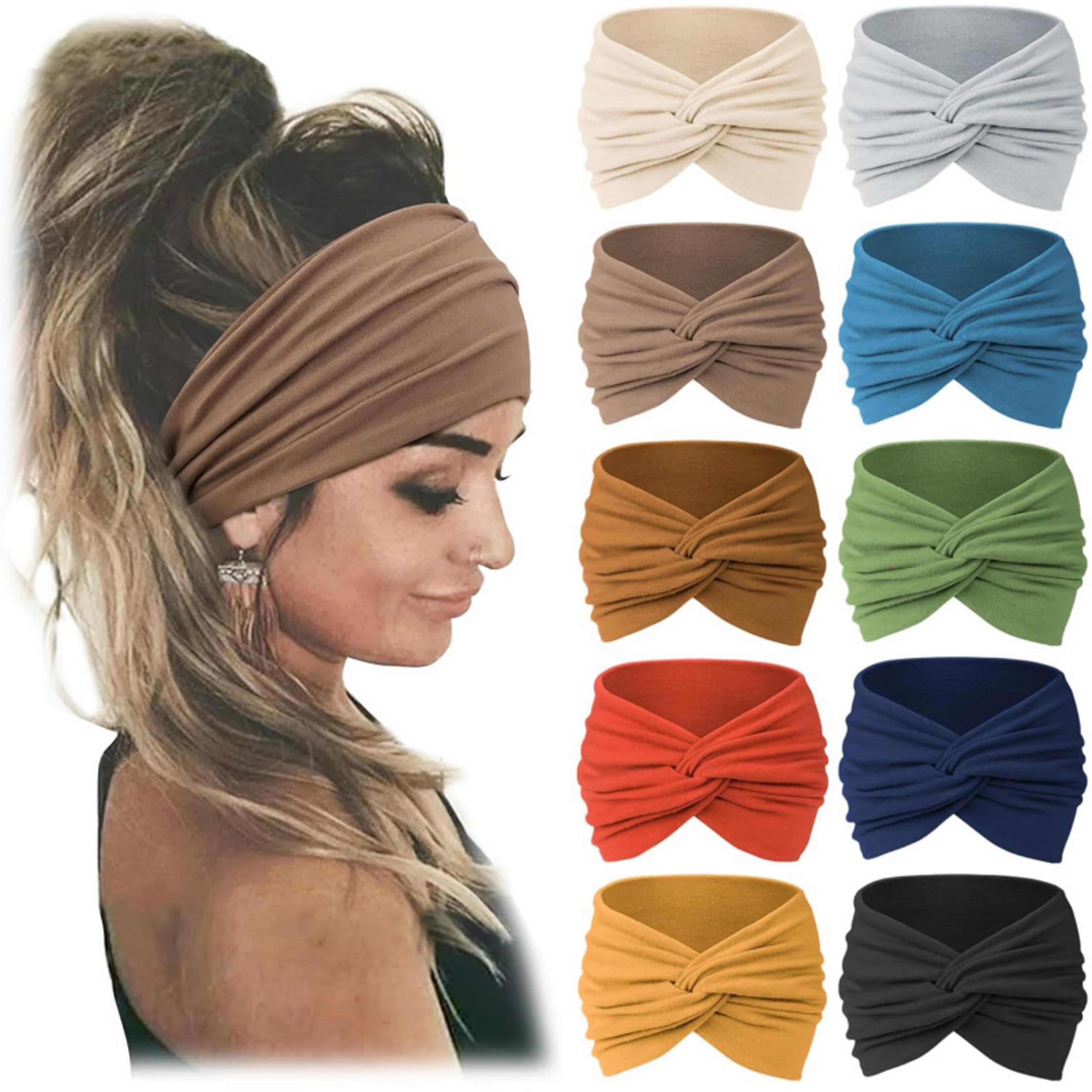 wide sweat wicking sports headband for women running yoga & fitness