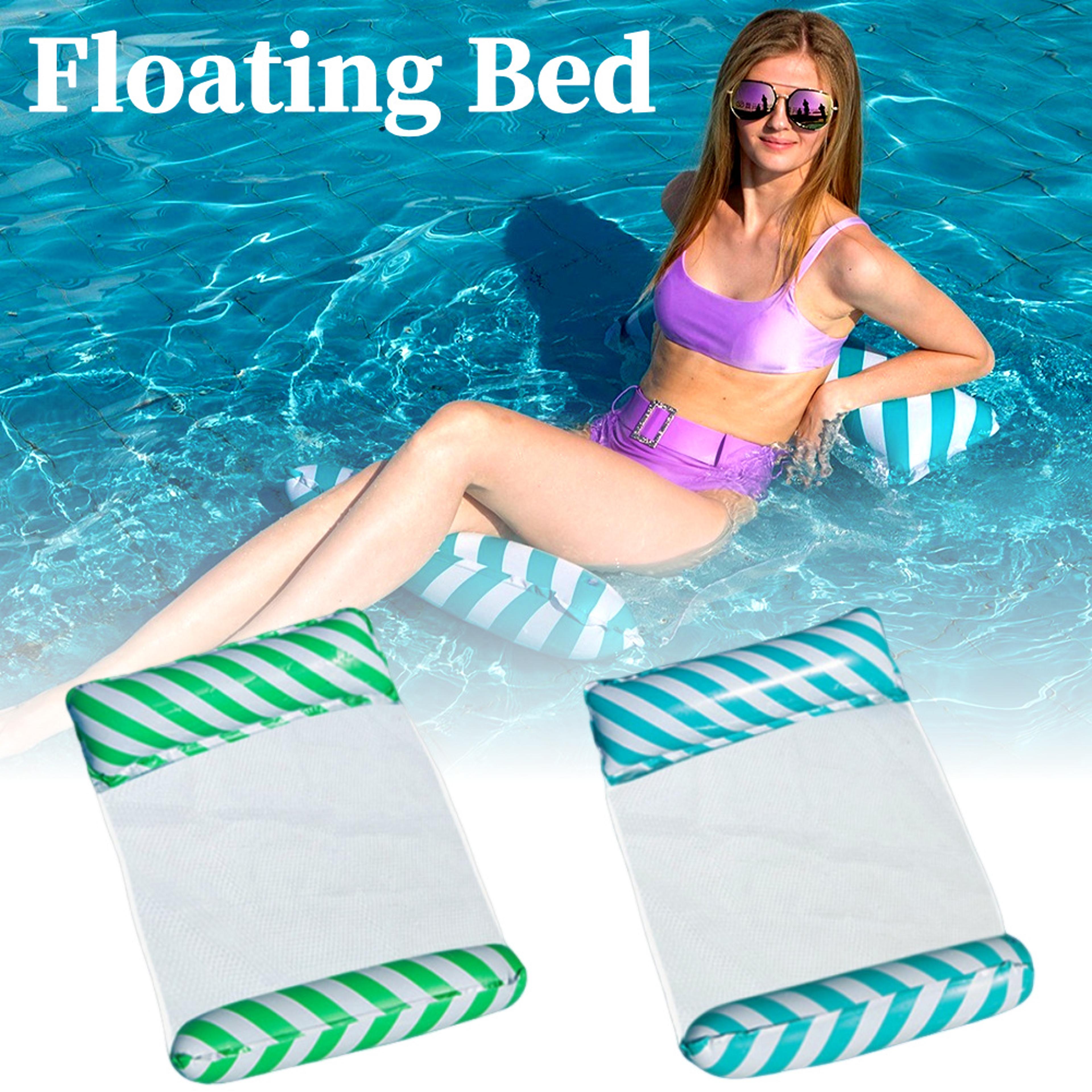 premium summer inflatable pool float water hammock floating bed with net backrest beach lounger