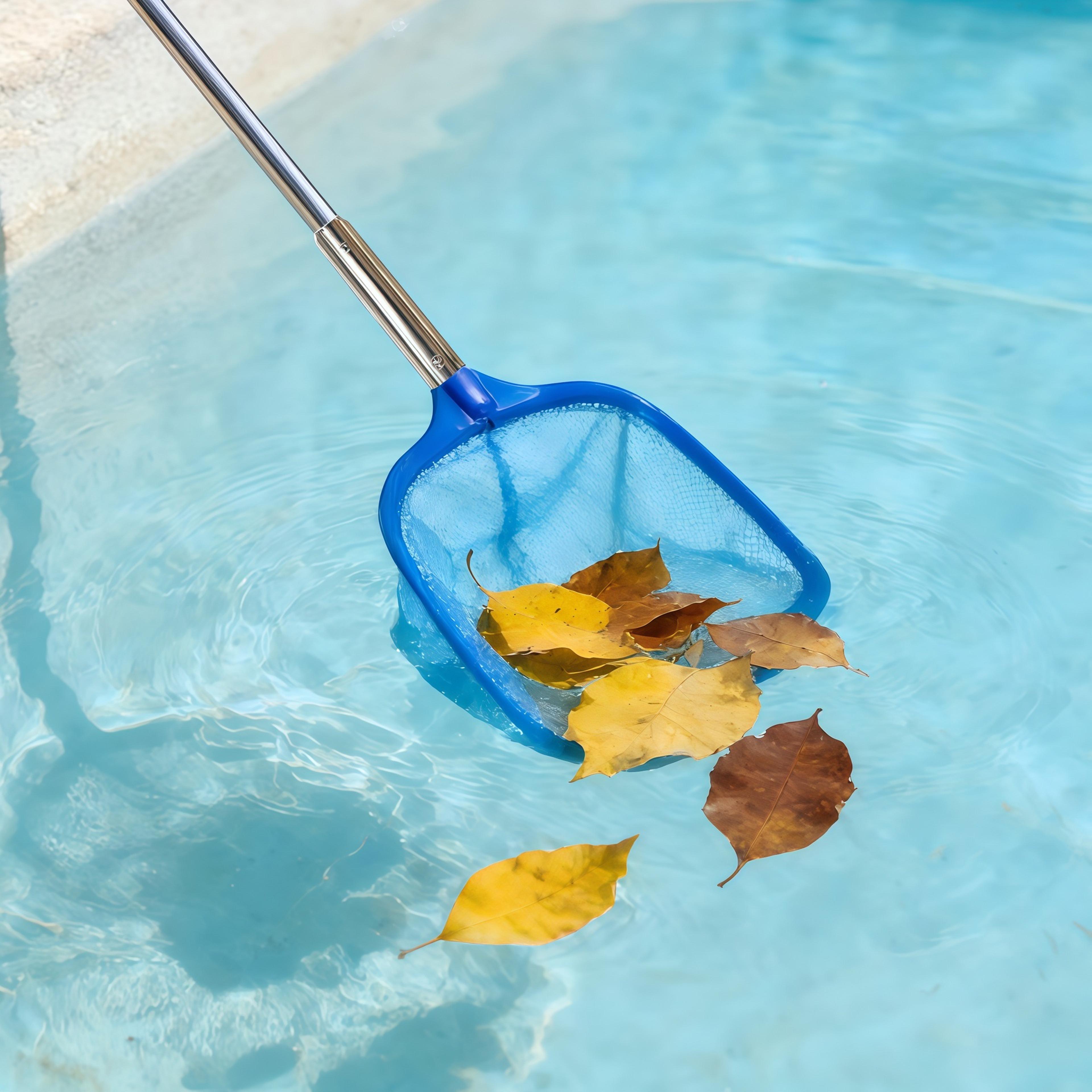premium pool maintenance kit with pool skimmer net, adjustable pole & dual brushes