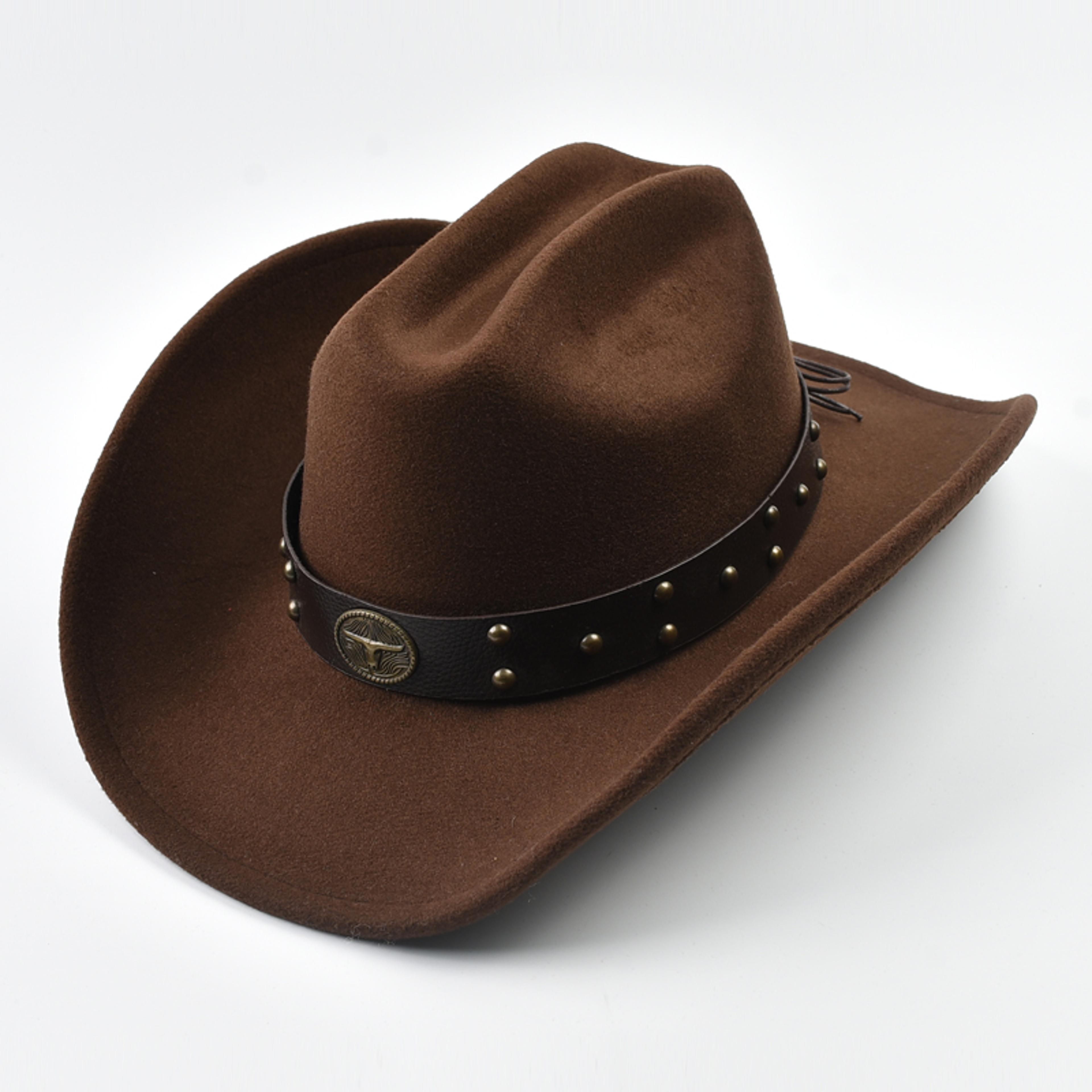 vintage unisex leather western hat classic wide brim cowboy style