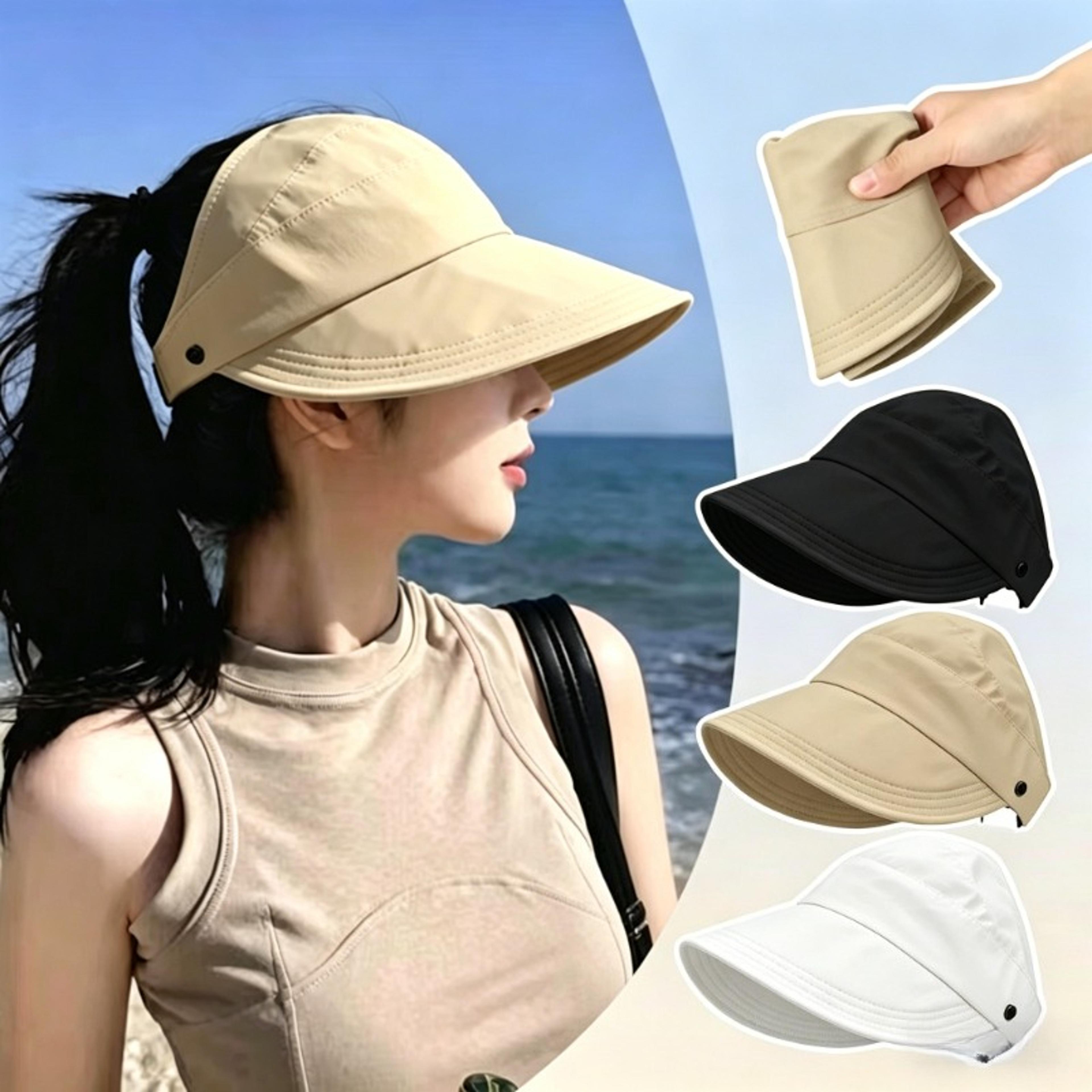 light weight breathable ponytail sun hat for women foldable uv protection bucket hat