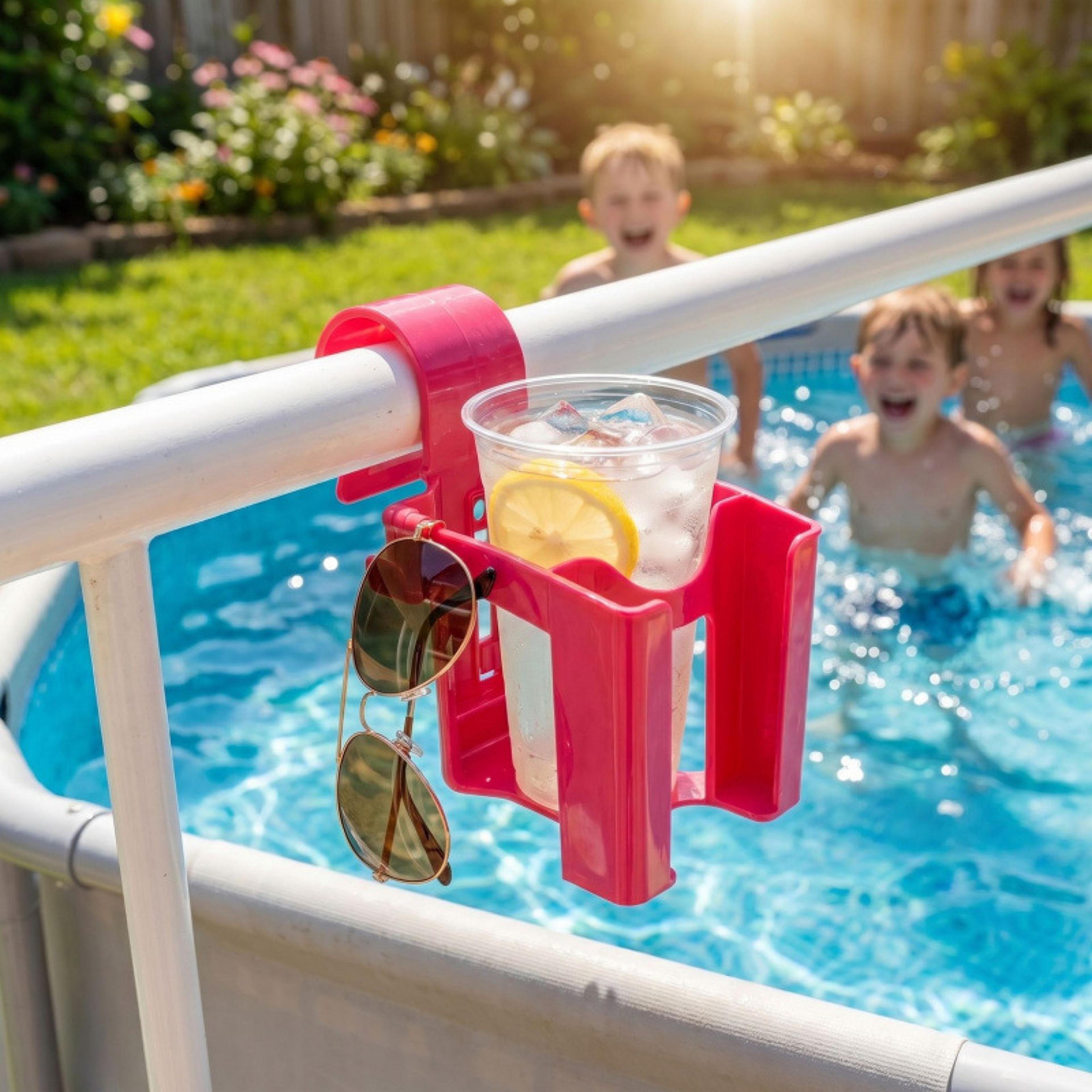 poolside drink holder & phone organizer for above ground pools