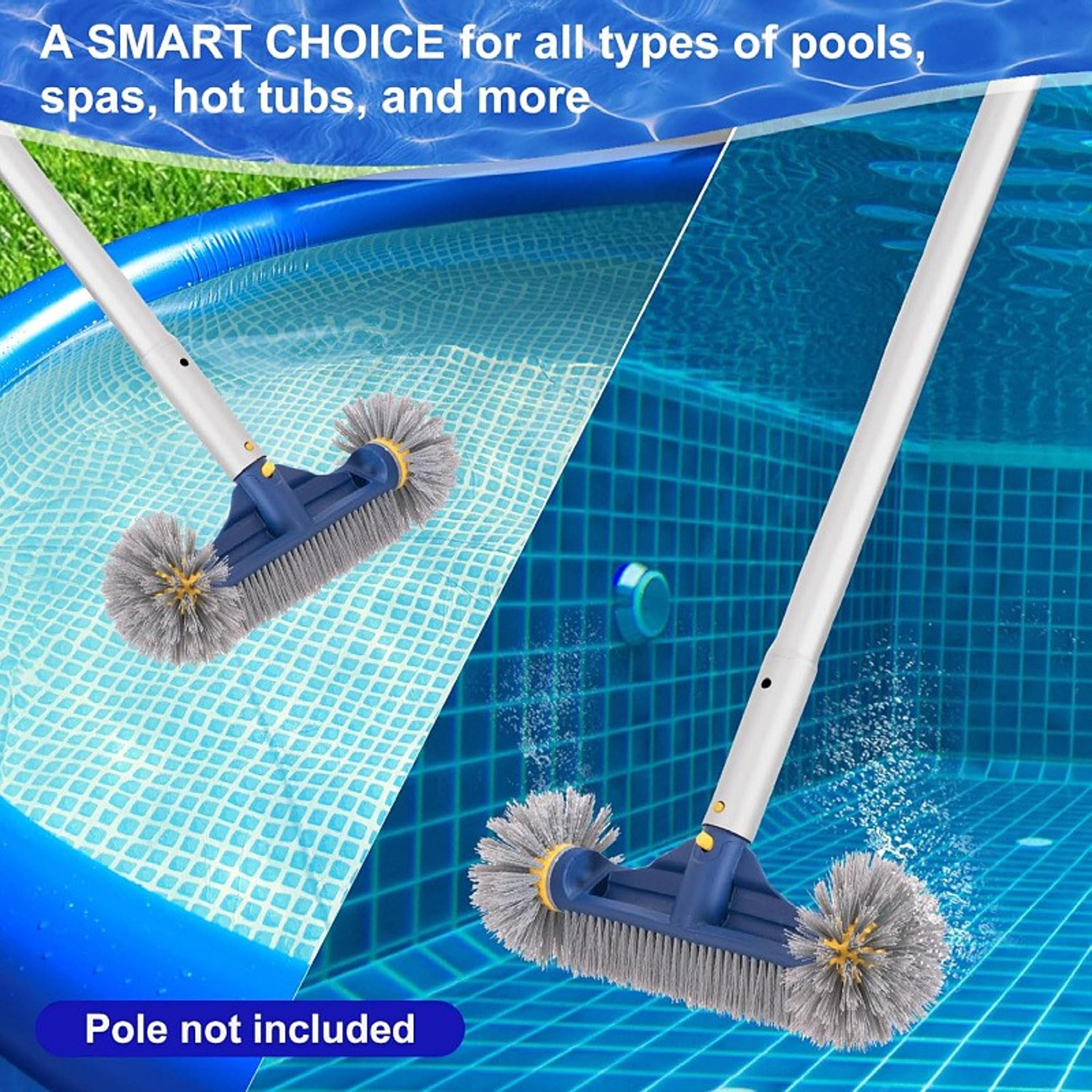 aqua sweep heavy duty pool brush head with detachable handle for walls, floors & corners