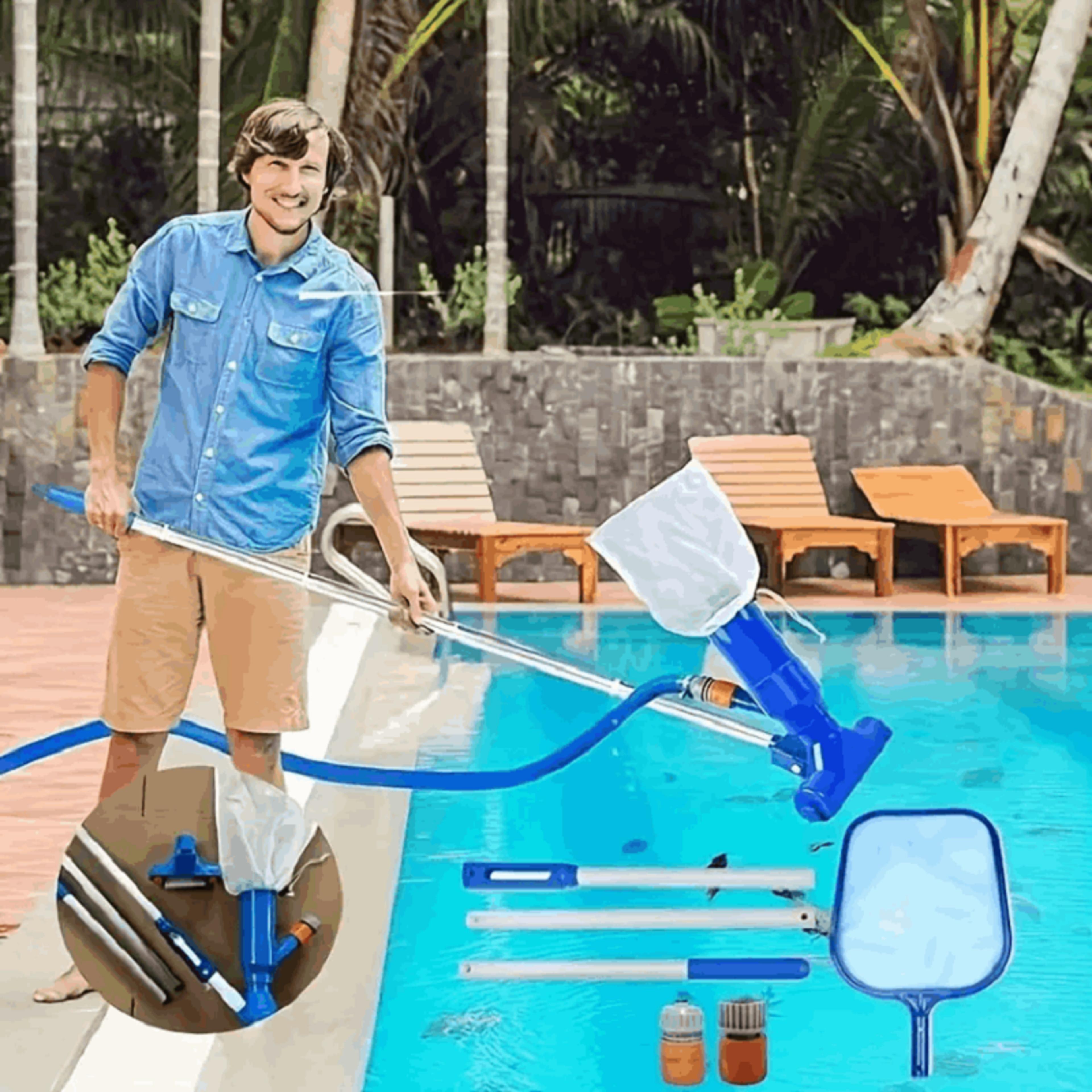 hydro jet portable pool vacuum cleaner kit for above ground pools and spas
