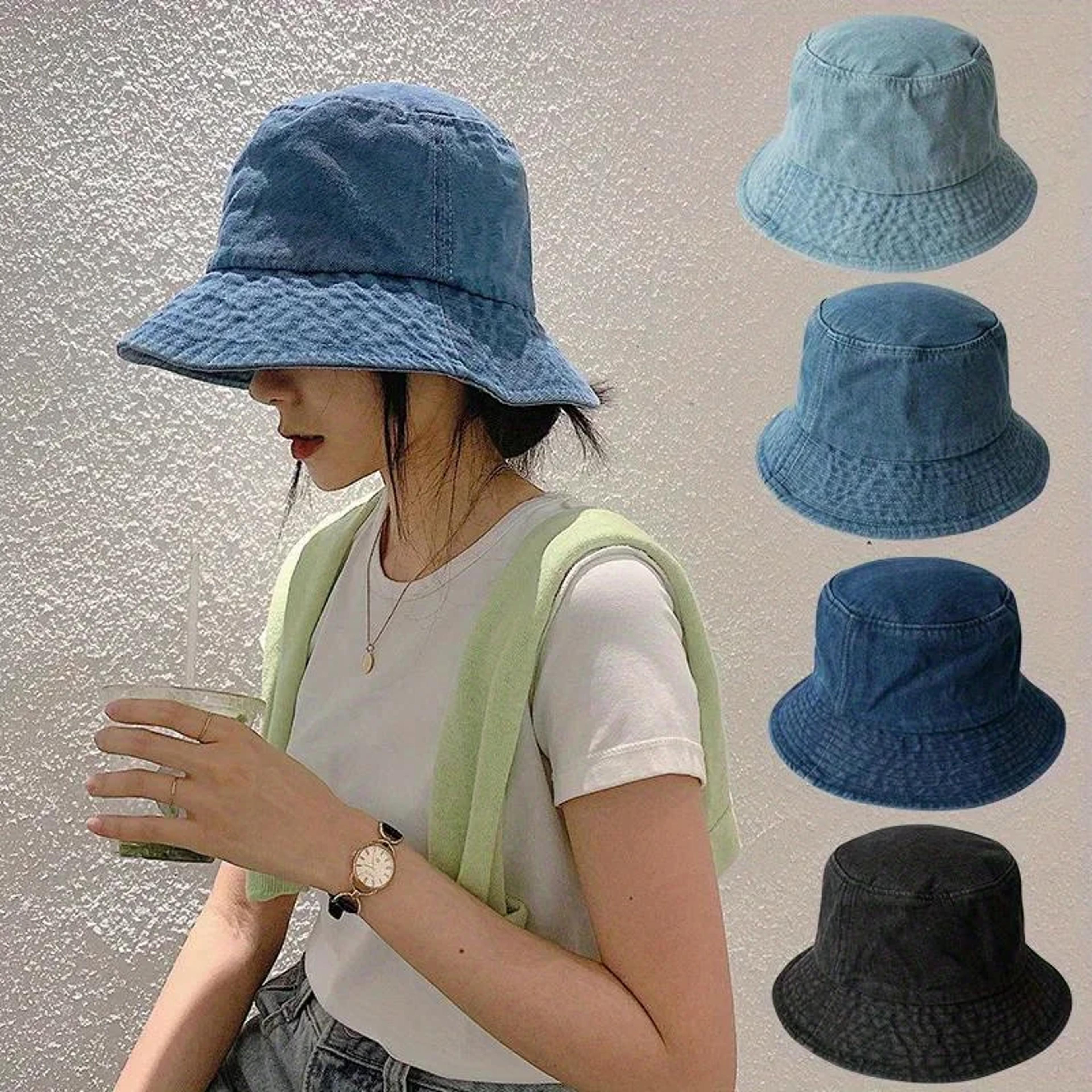 denim shield bucket hat unisex sun protection fisherman hat for everyday outdoor style