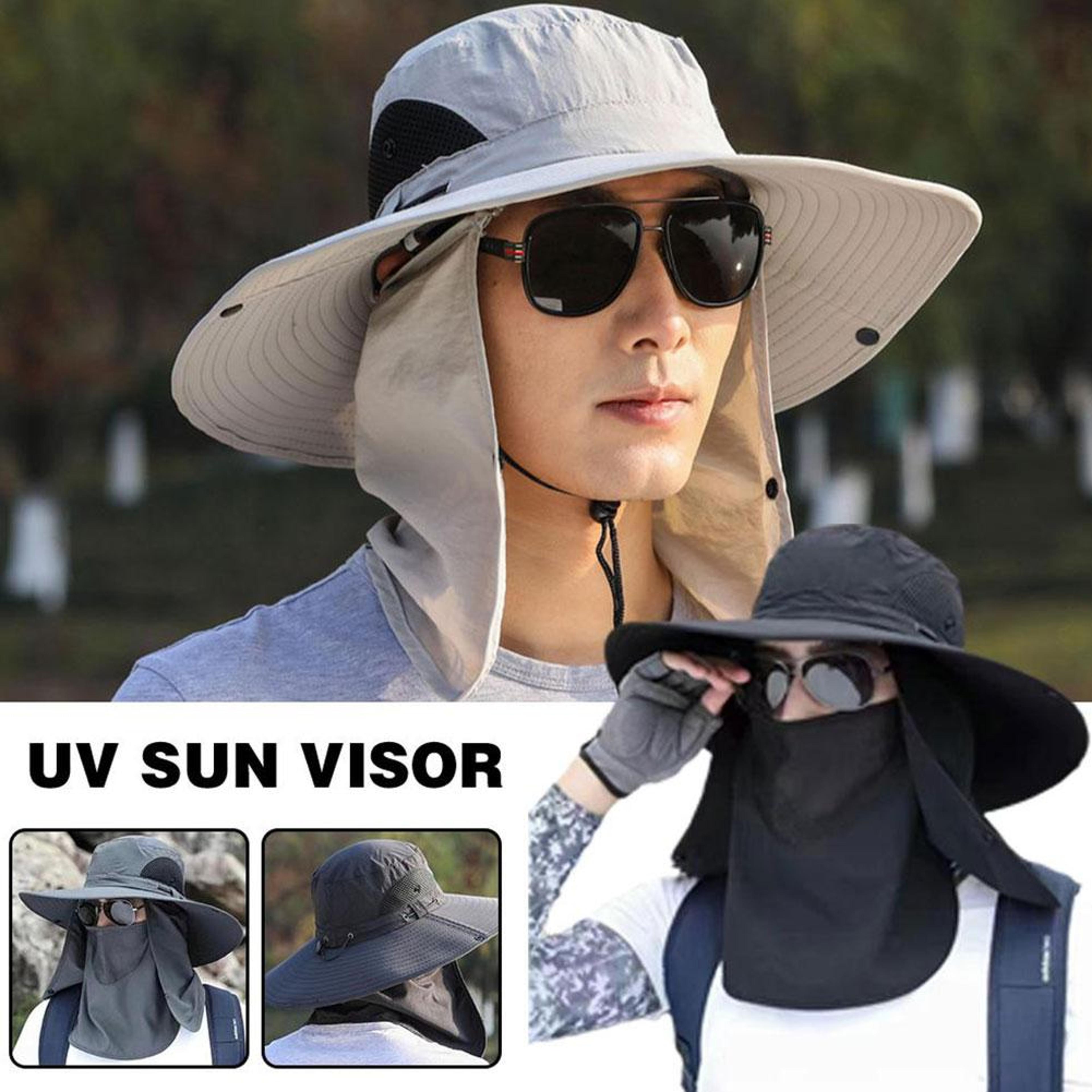 uv shield fishing hat with detachable face cover & neck protection