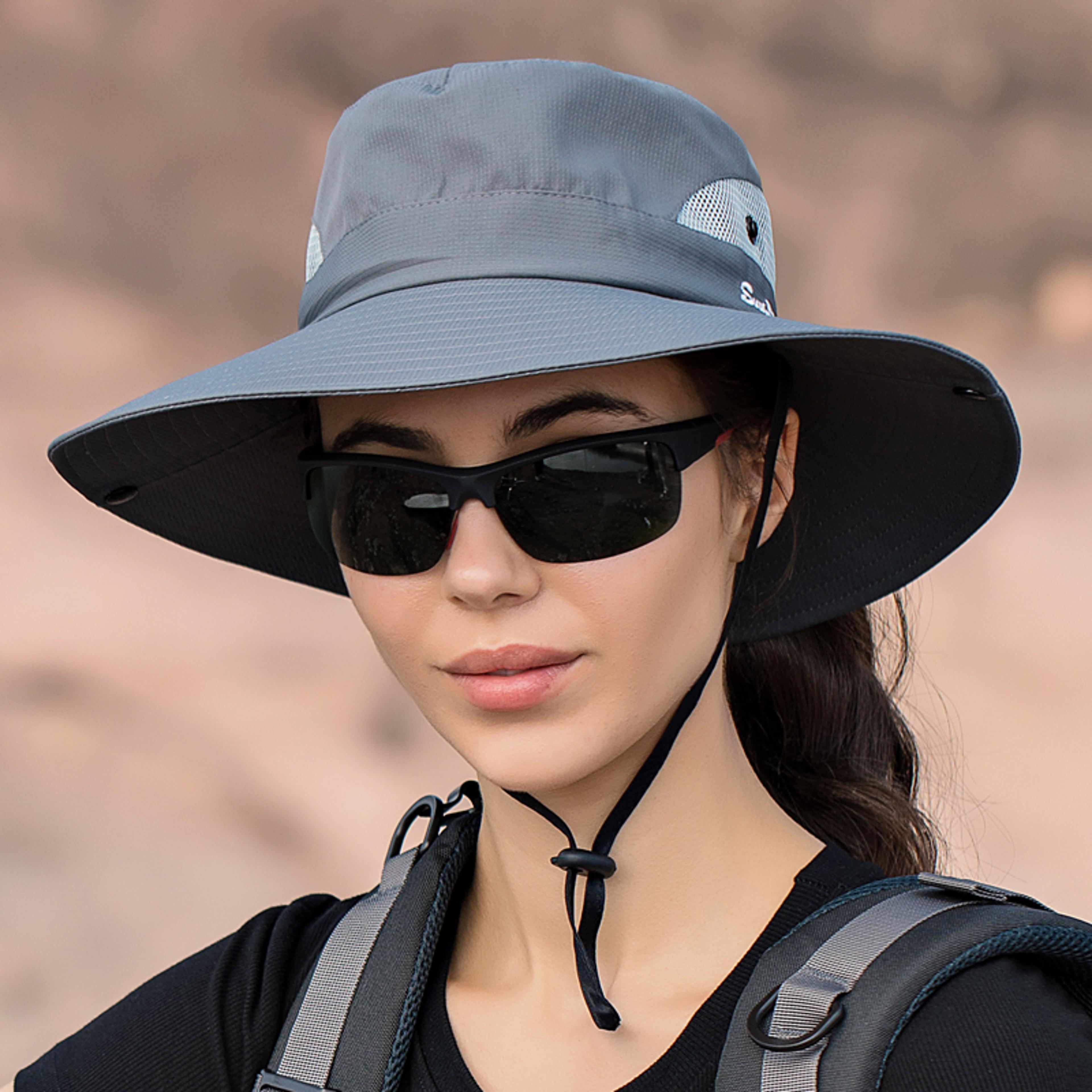uv shield ponytail sun hat with face cover for women