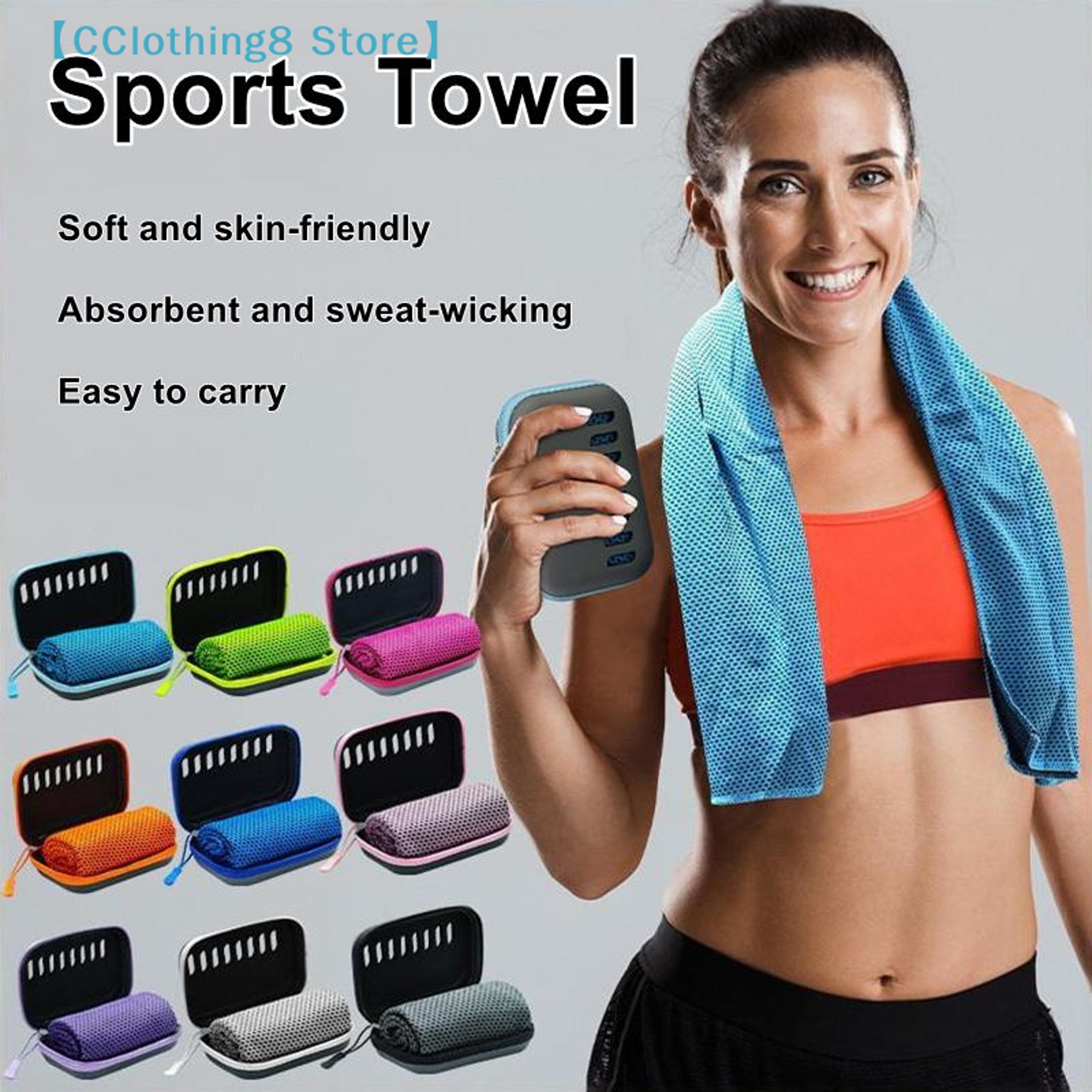 portable cooling towel with eva case quick dry sports & camping sweat towel