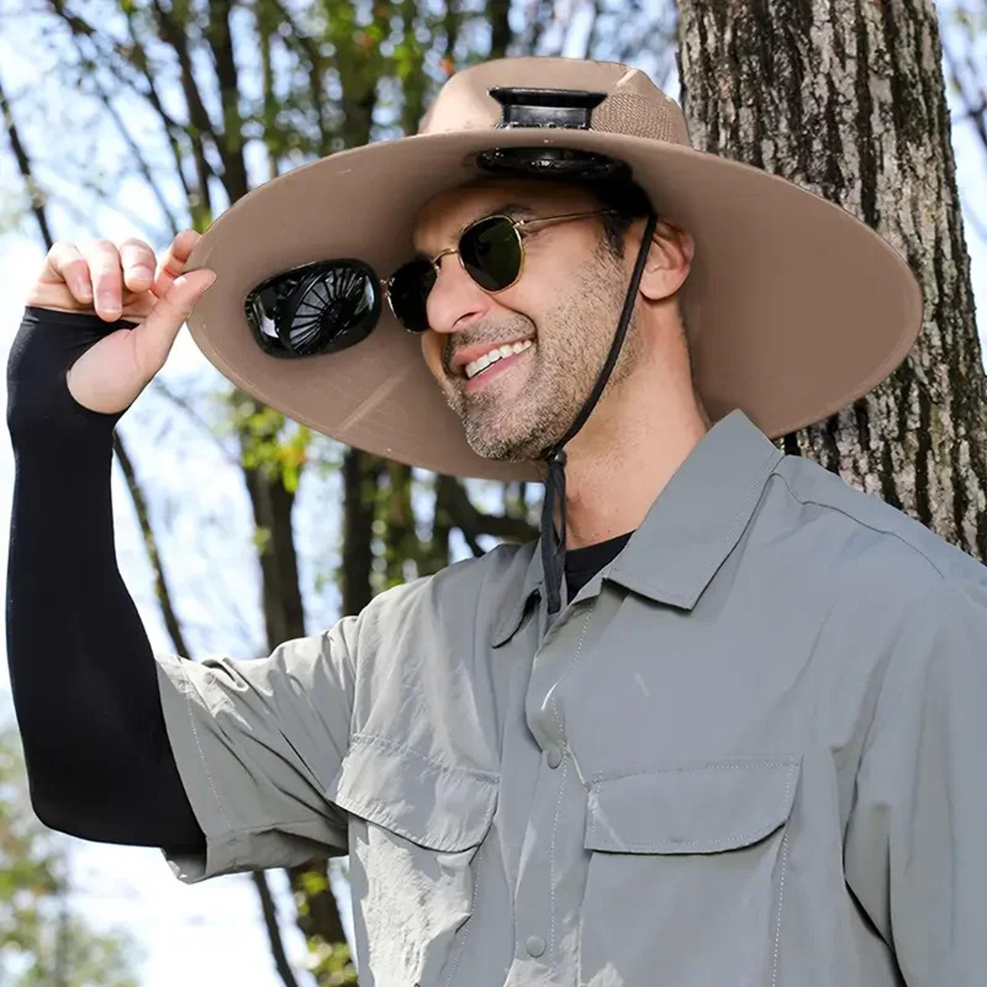 solar fan hat with dual fans usb rechargeable cooling fishing sun hat uv protection