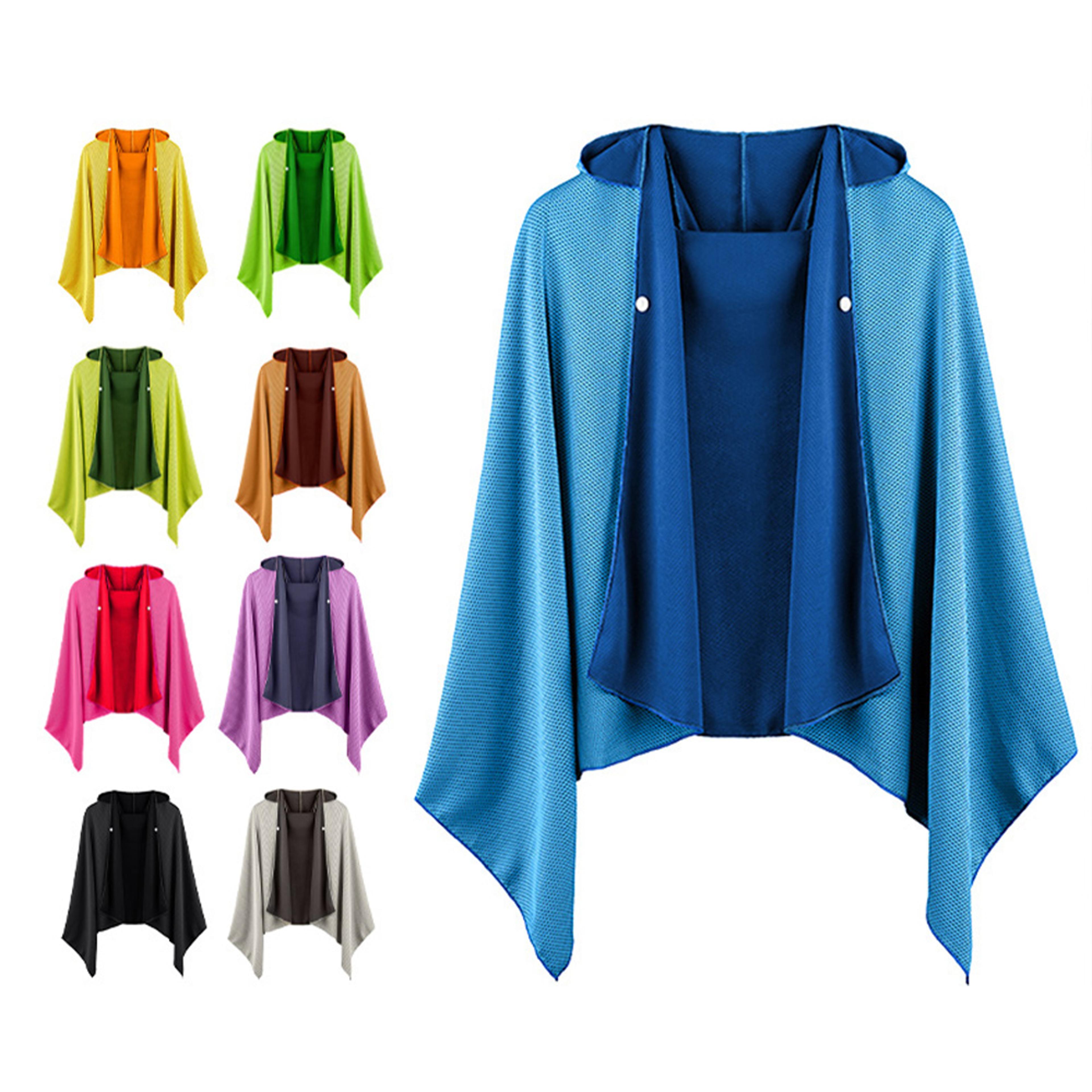 cooling hooded cloak poncho towel uv protection instant cooling beach cover up