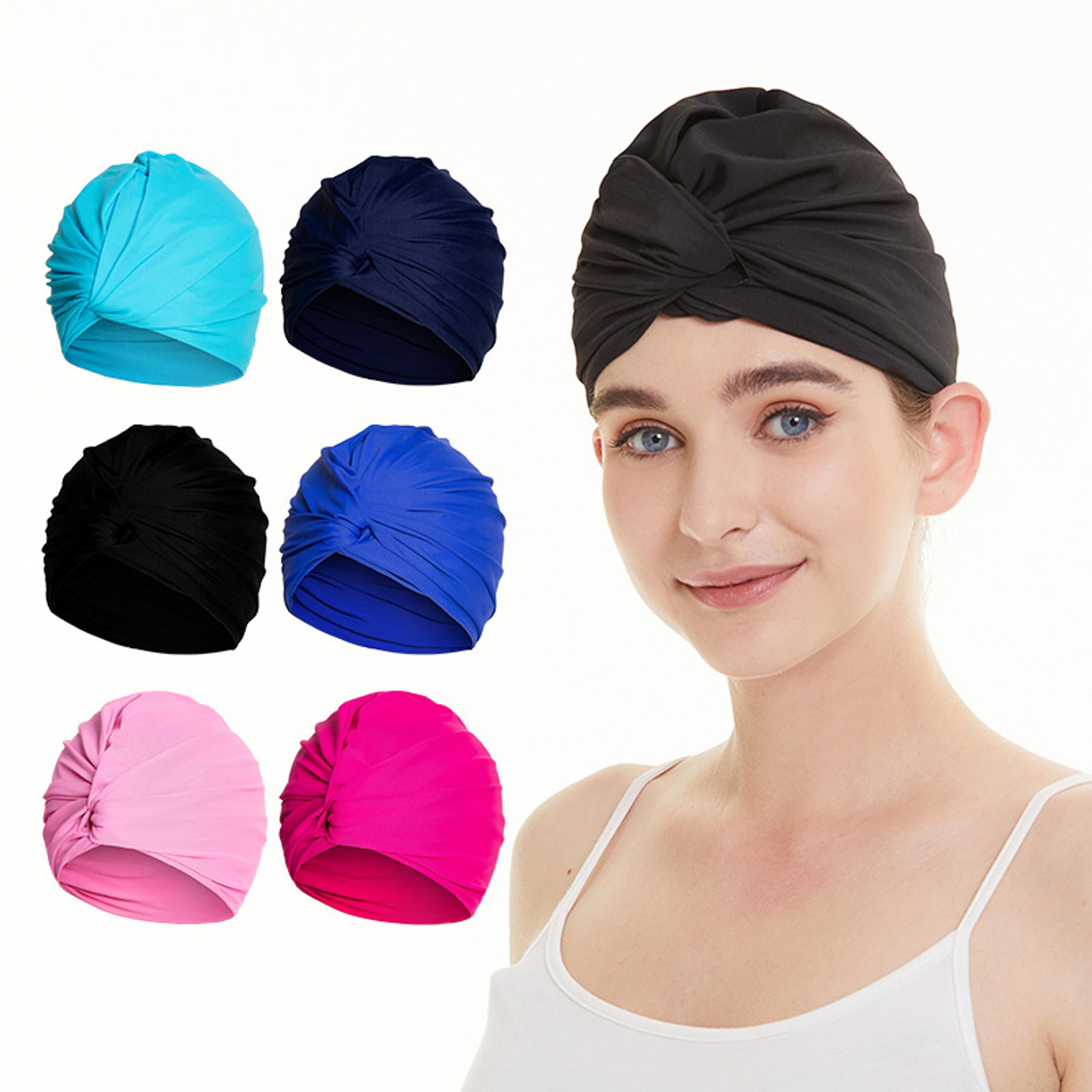 long hair swimming cap women fabric nylon dual layer stretchy bathing cap