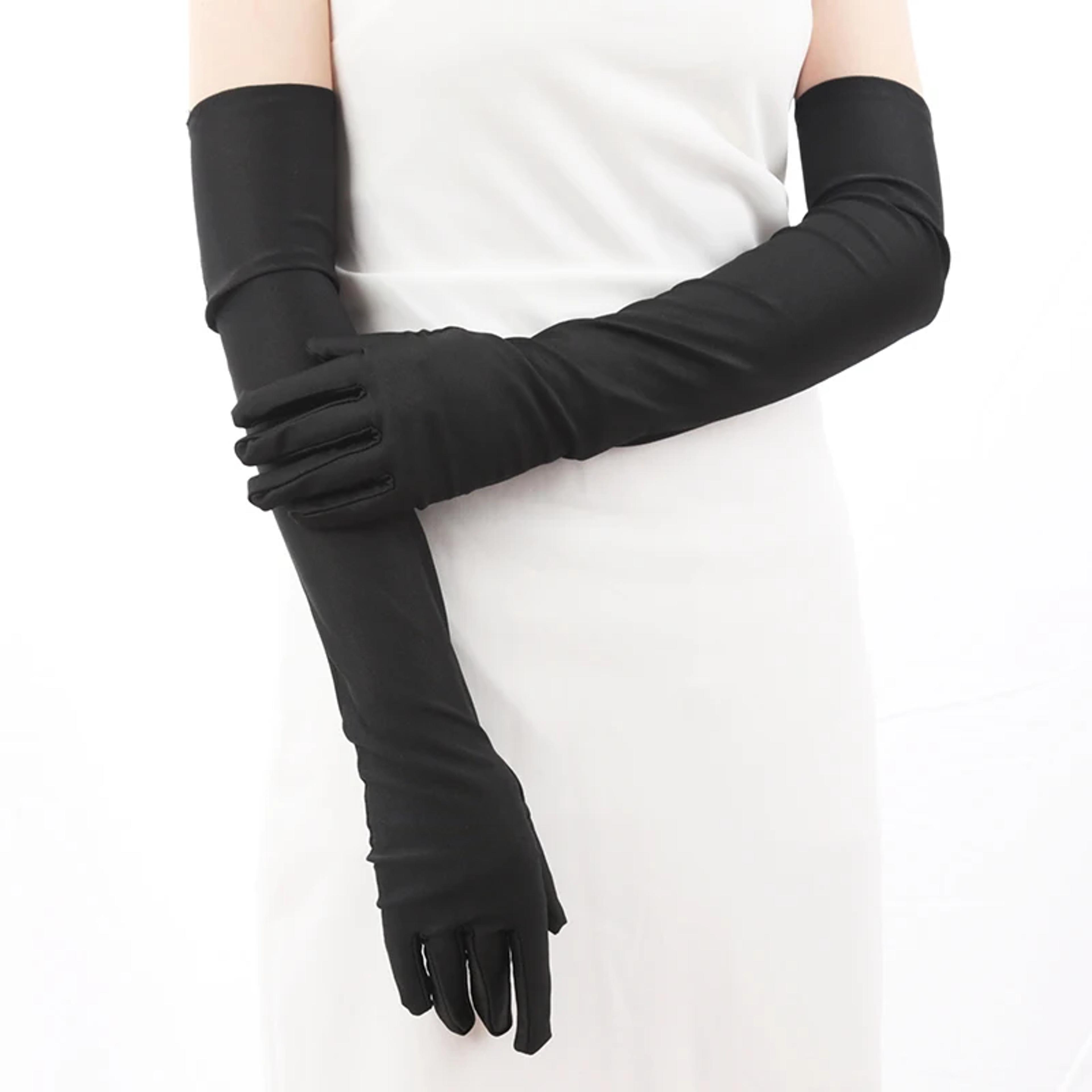 womens opera satin elbow length flapper costume gloves classic stretch