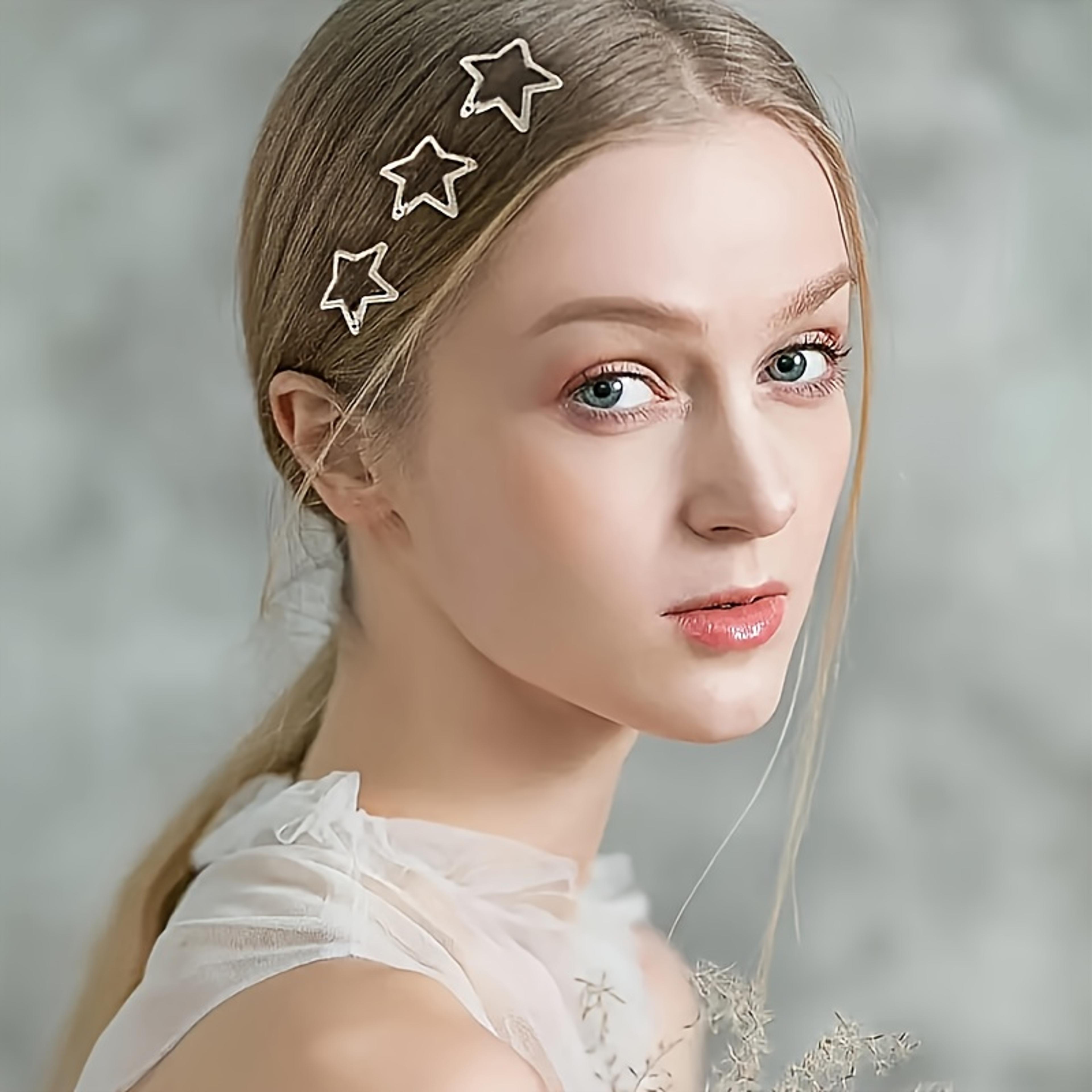 celestial star hair clips set non slip silver hair accessories for trendy styling