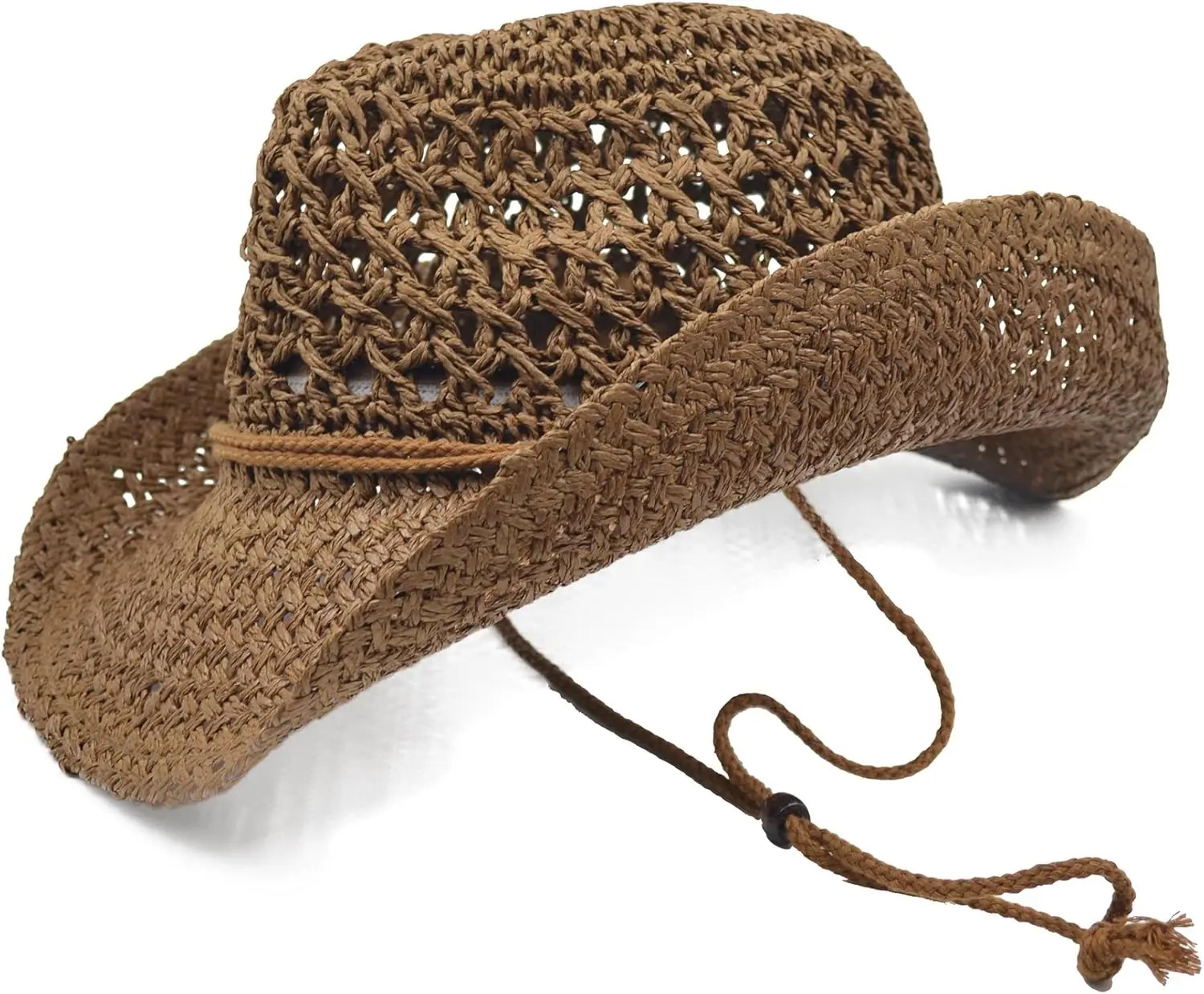 unisex straw cowboy hat wide brim sun protection beach hat