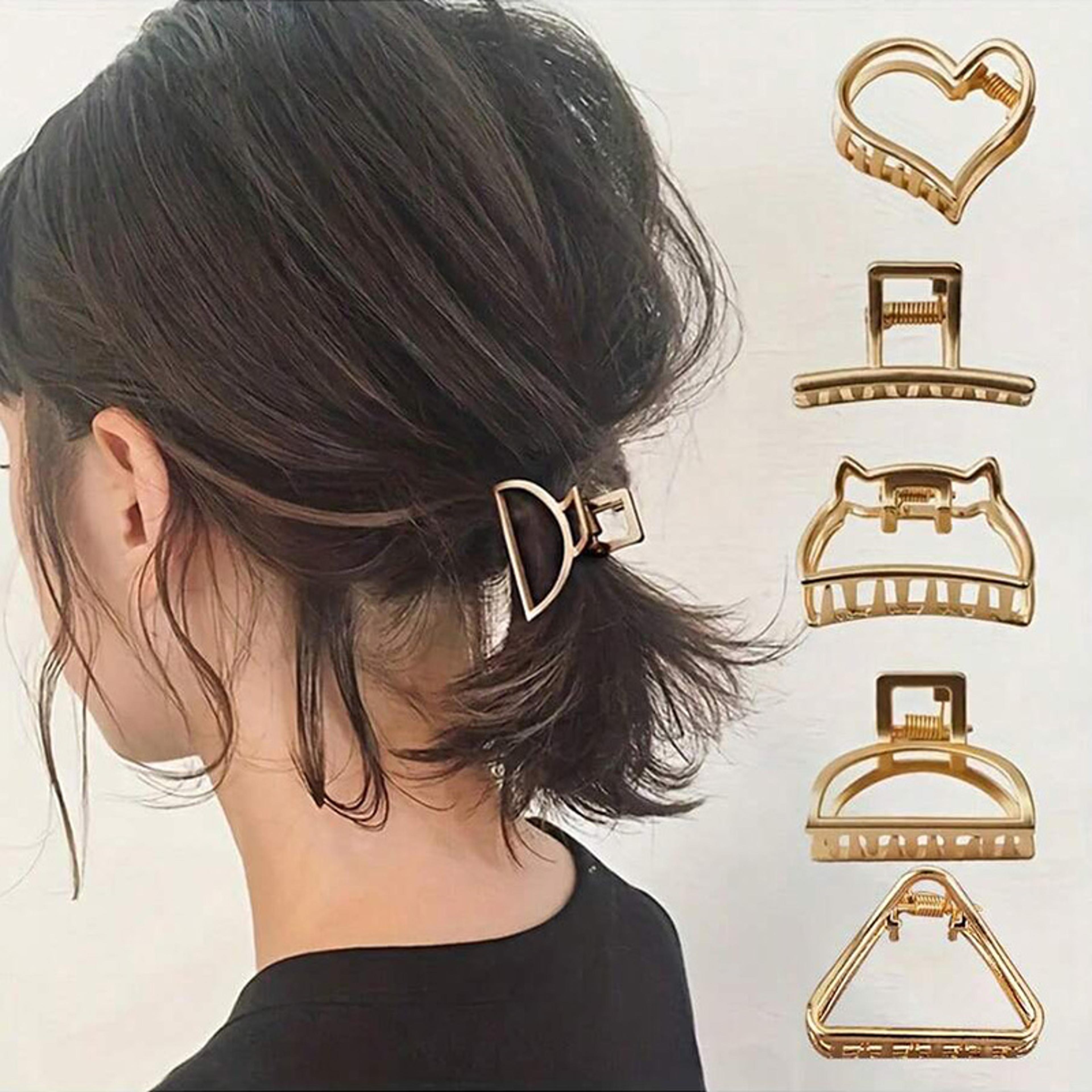 vintage geometric metal hair claw clip set for women & girls