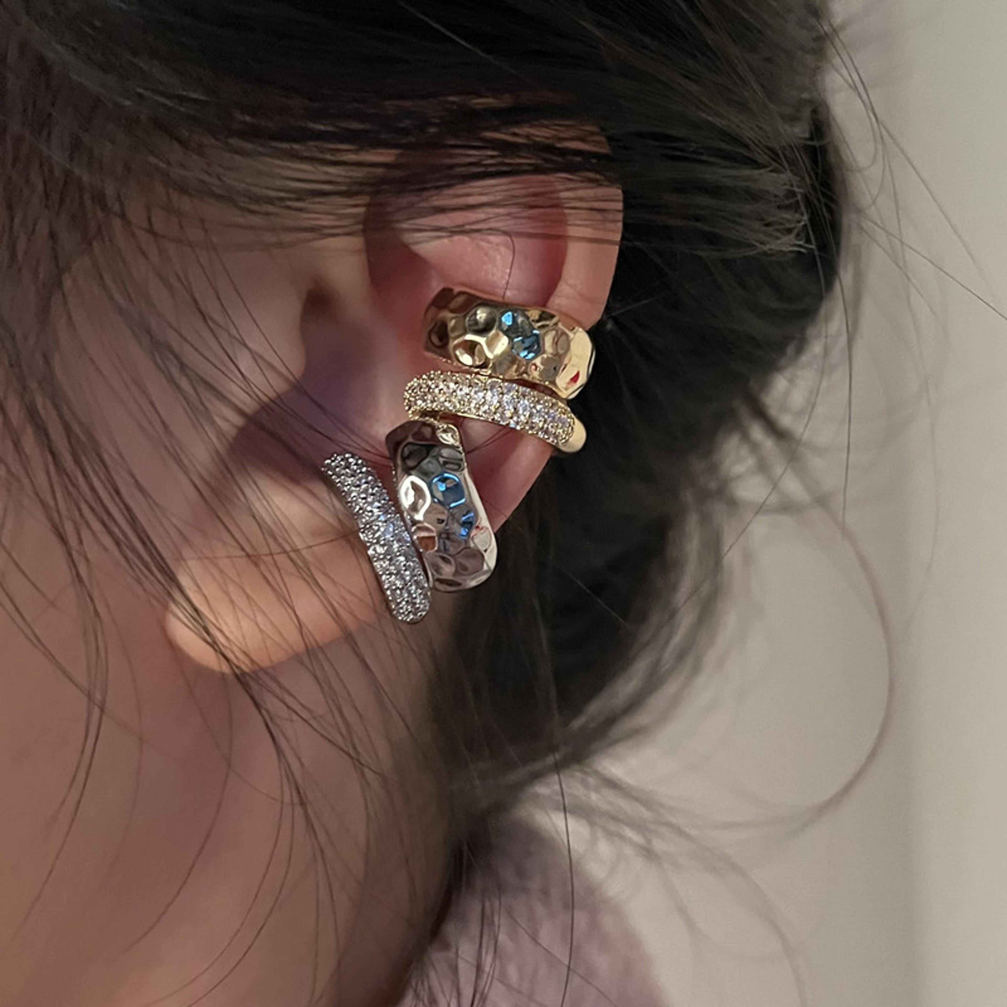 double layer ear cuff zircon geometric no piercing ear clip for women