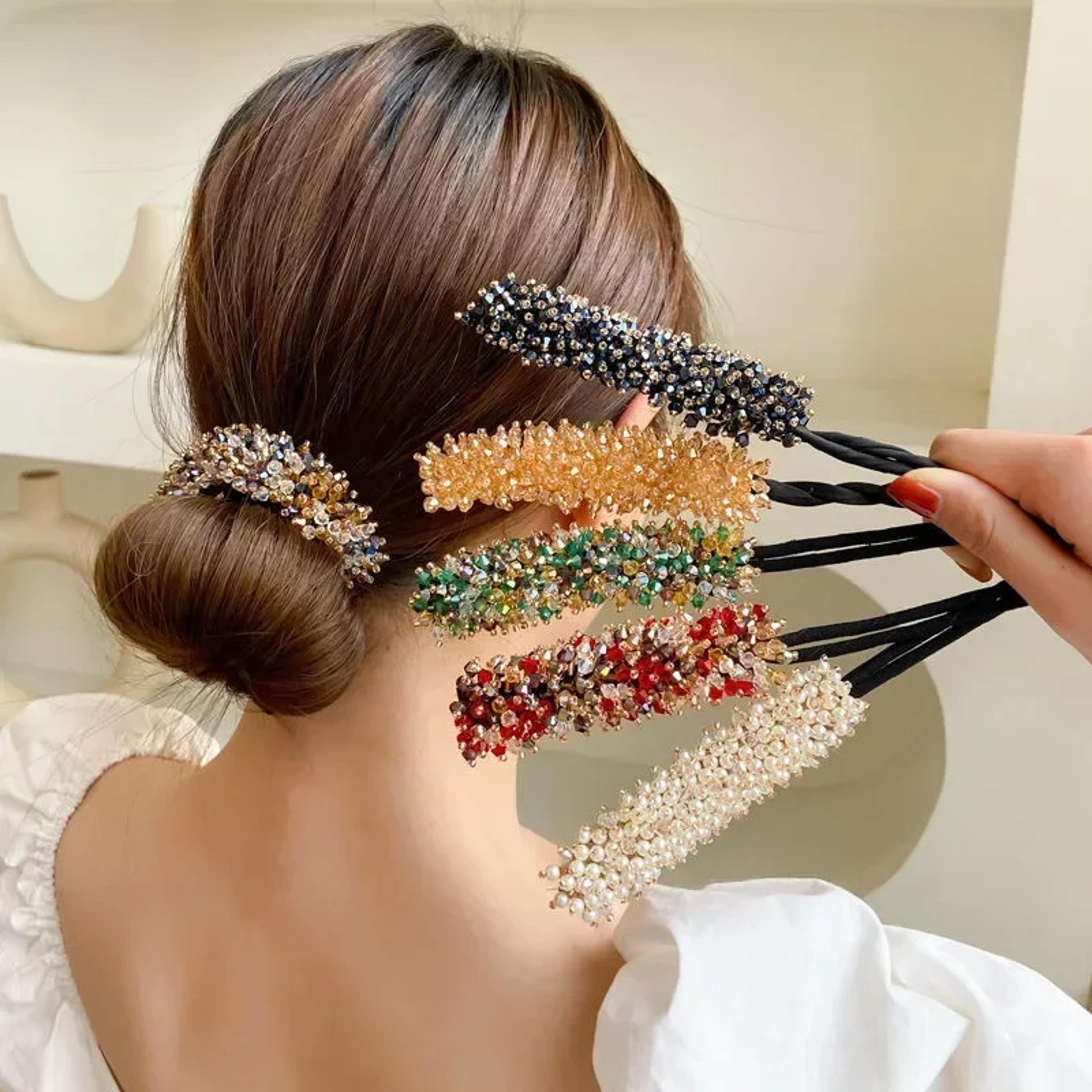 crystal pearl hair clips elegant updo barrettes for women
