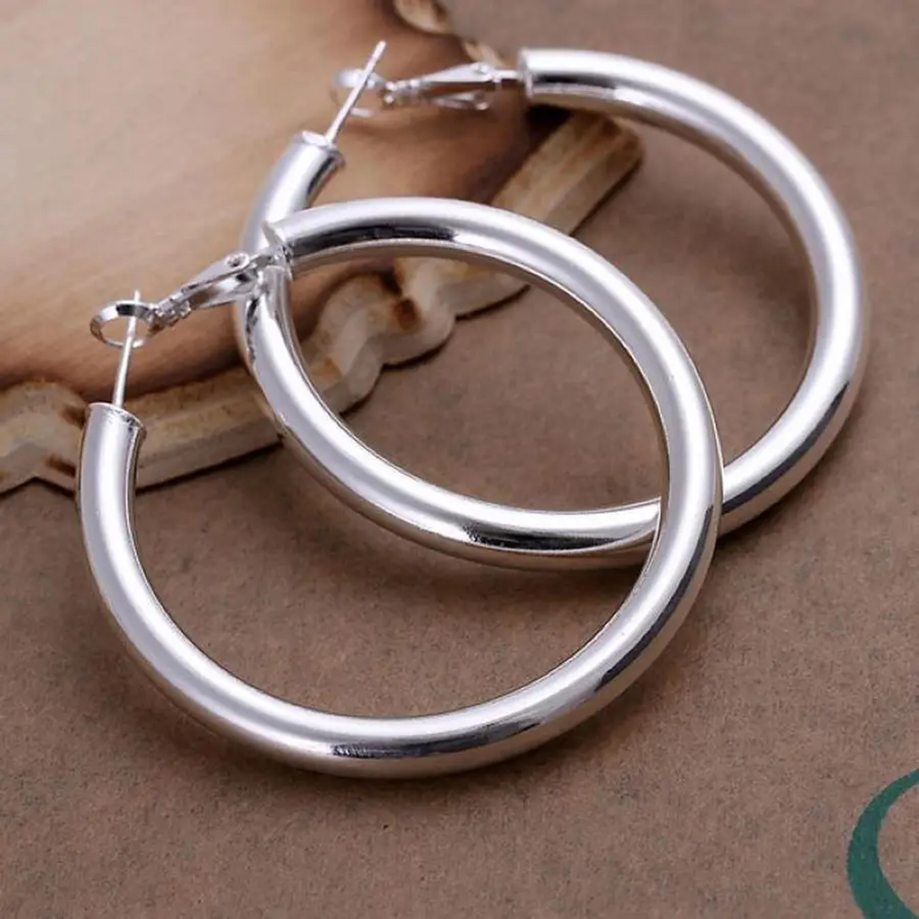 sterling silver big circle hoop earrings for women party wedding jewelry