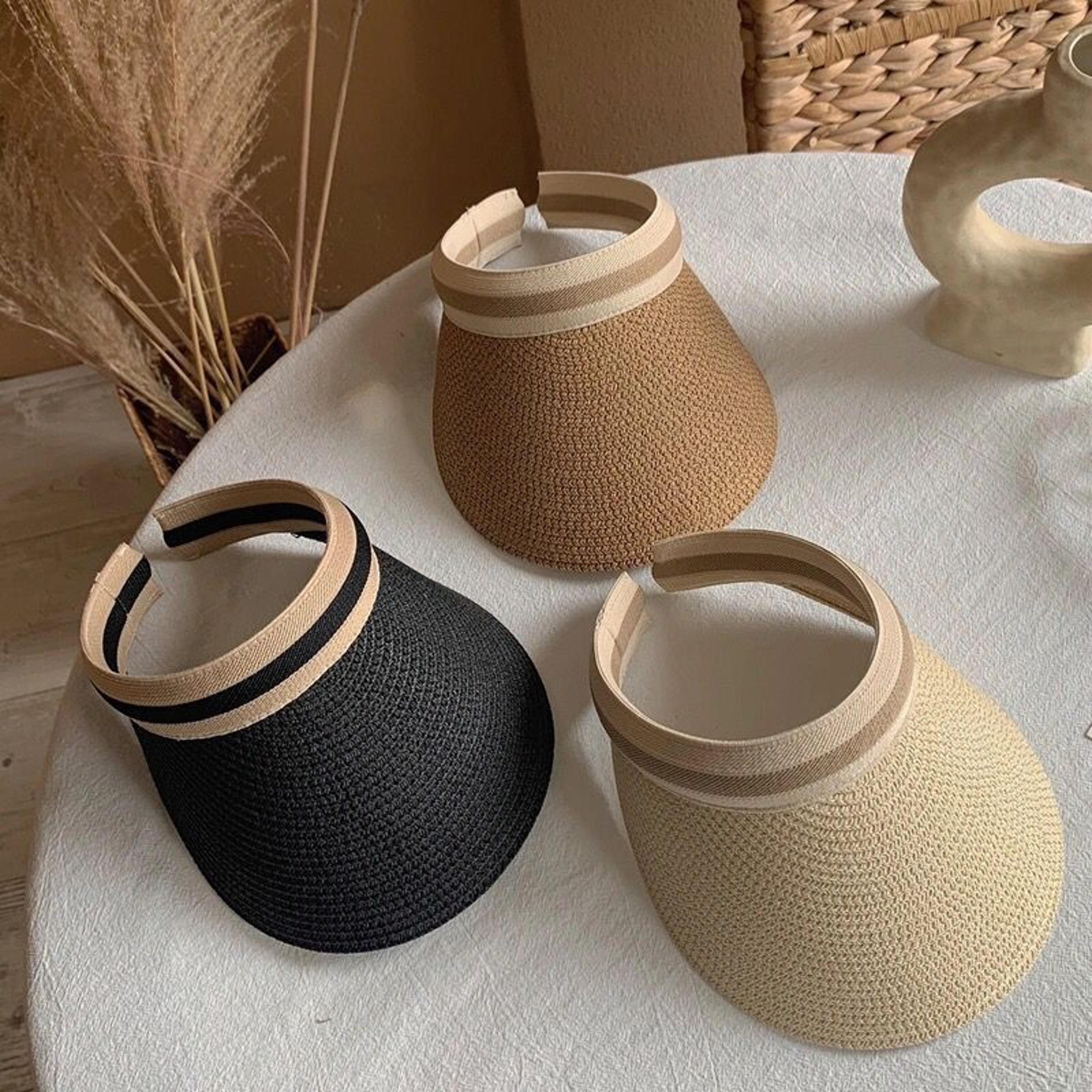 women straw sun visor hat uv protection breathable raffia summer beach cap