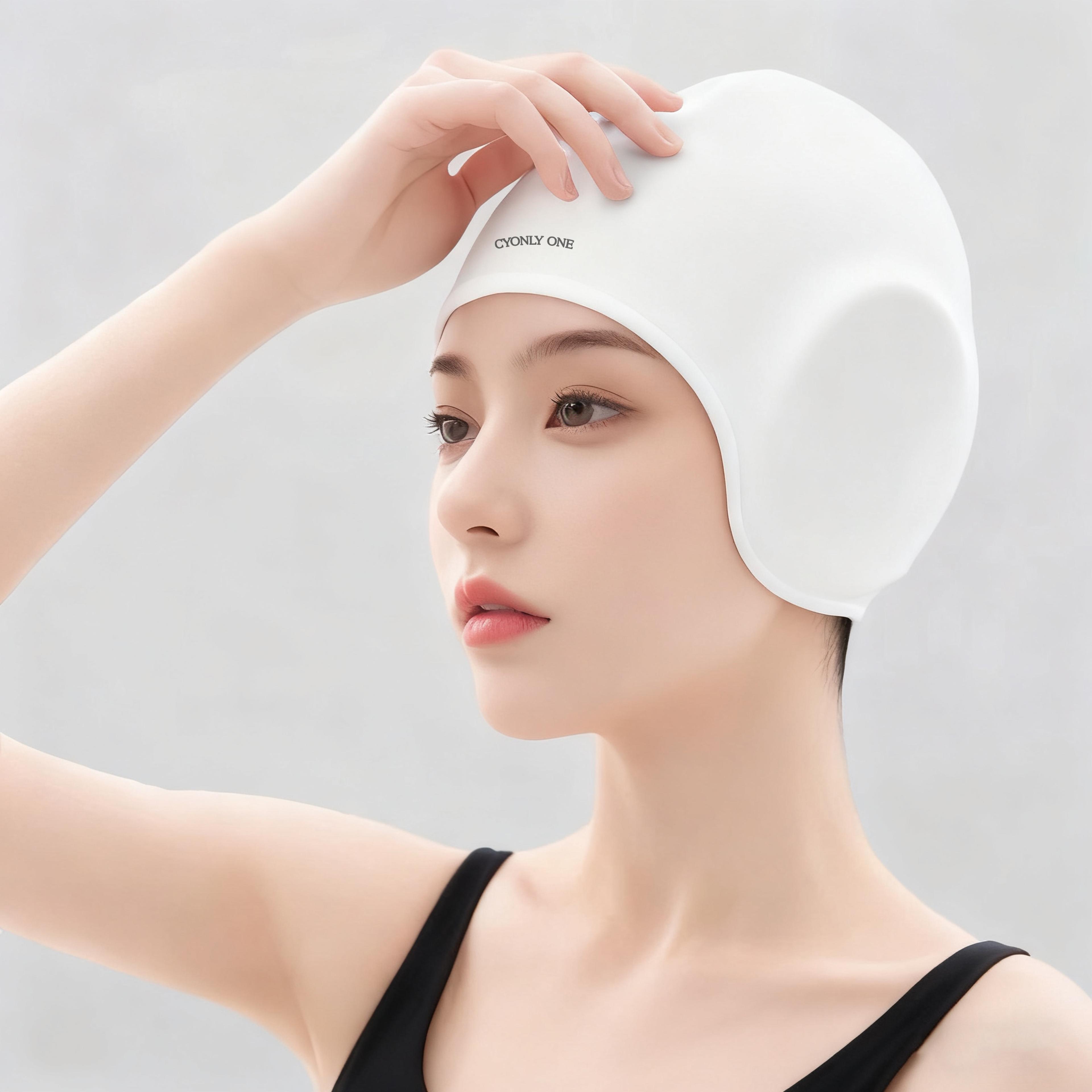 silicone waterproof swimming cap with ear protection high elasticity swim & diving cap for adults