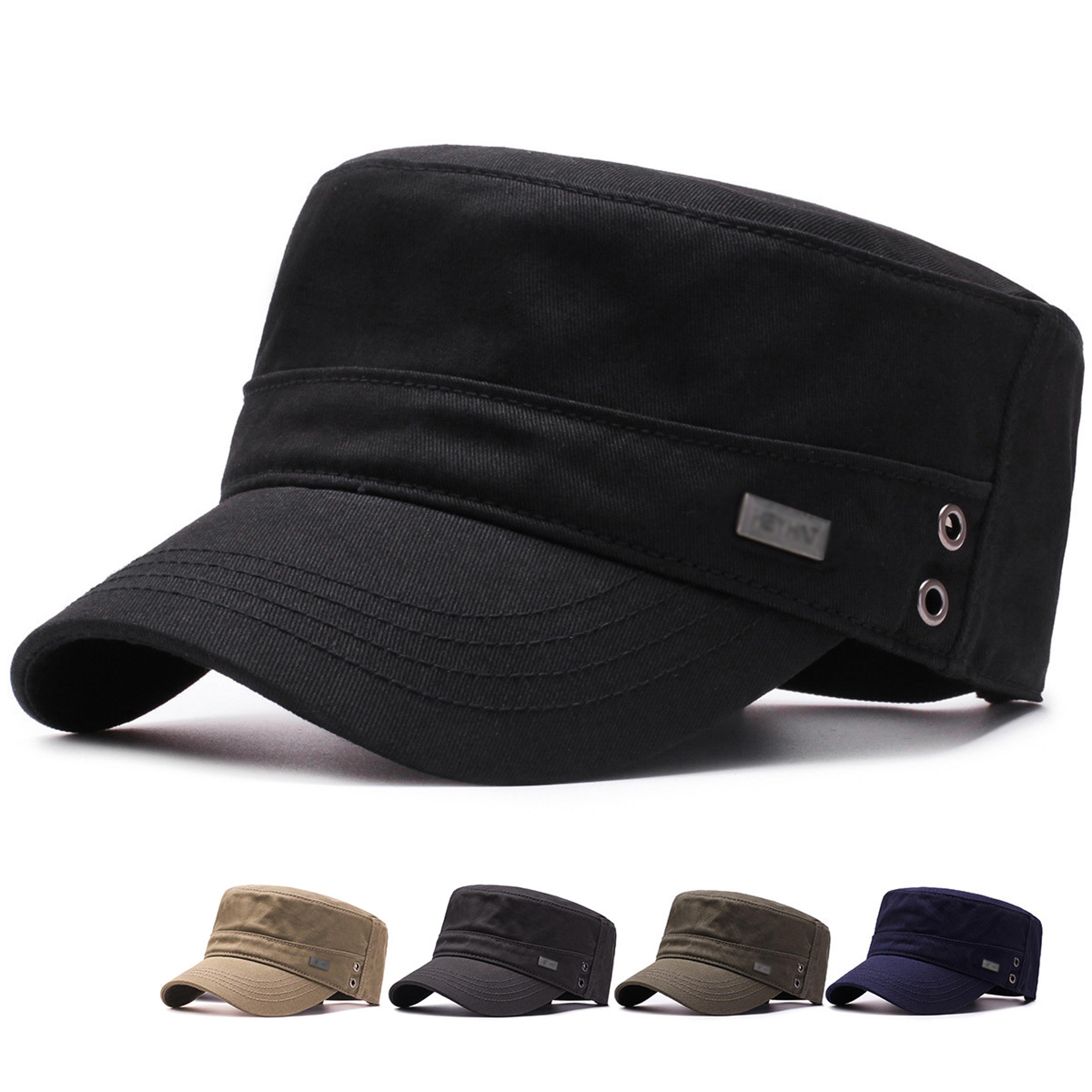 mens cotton flat top baseball cap casual sun protection commuter hat for all seasons
