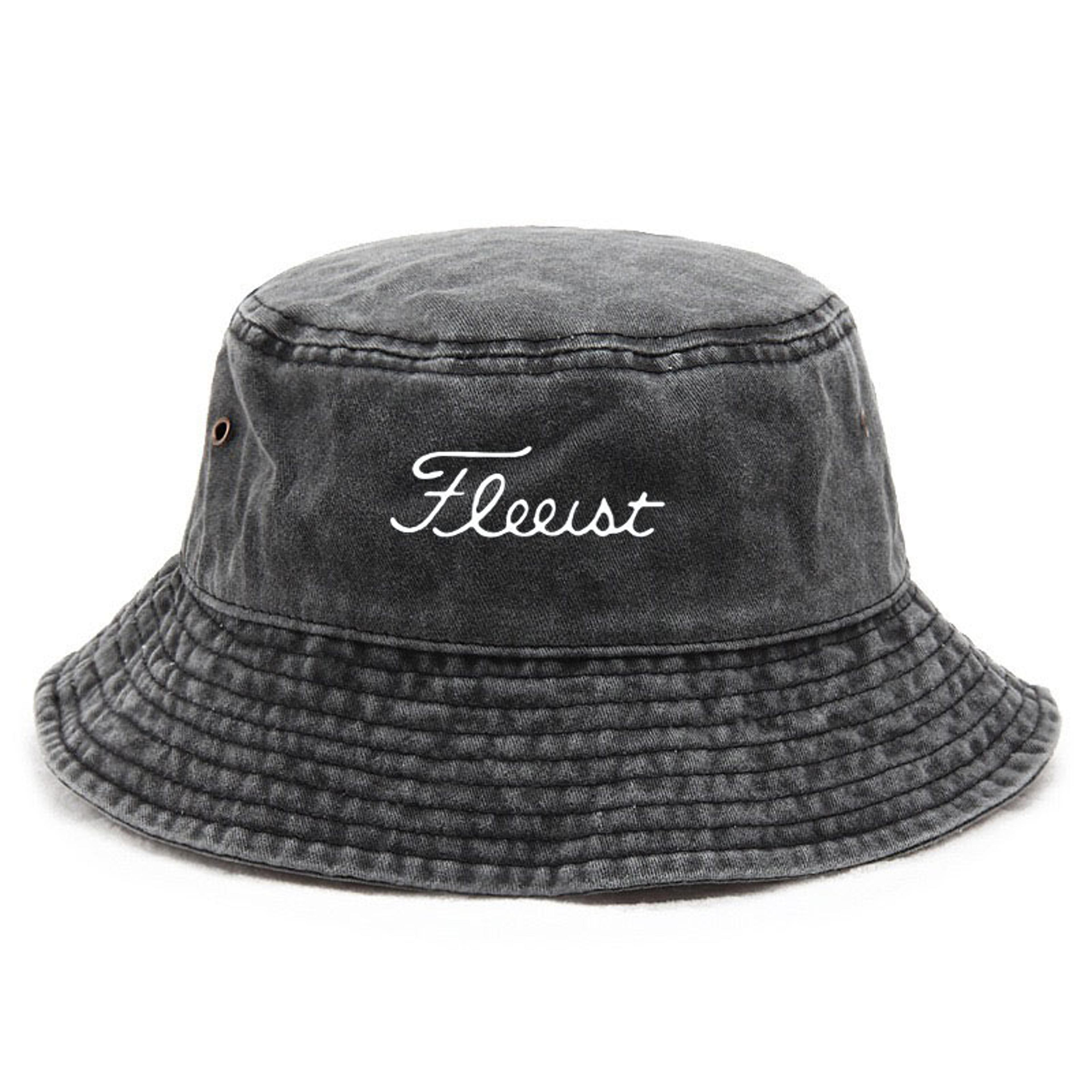 vintage washed fish logo bucket hat unisex sun protection outdoor casual headwear