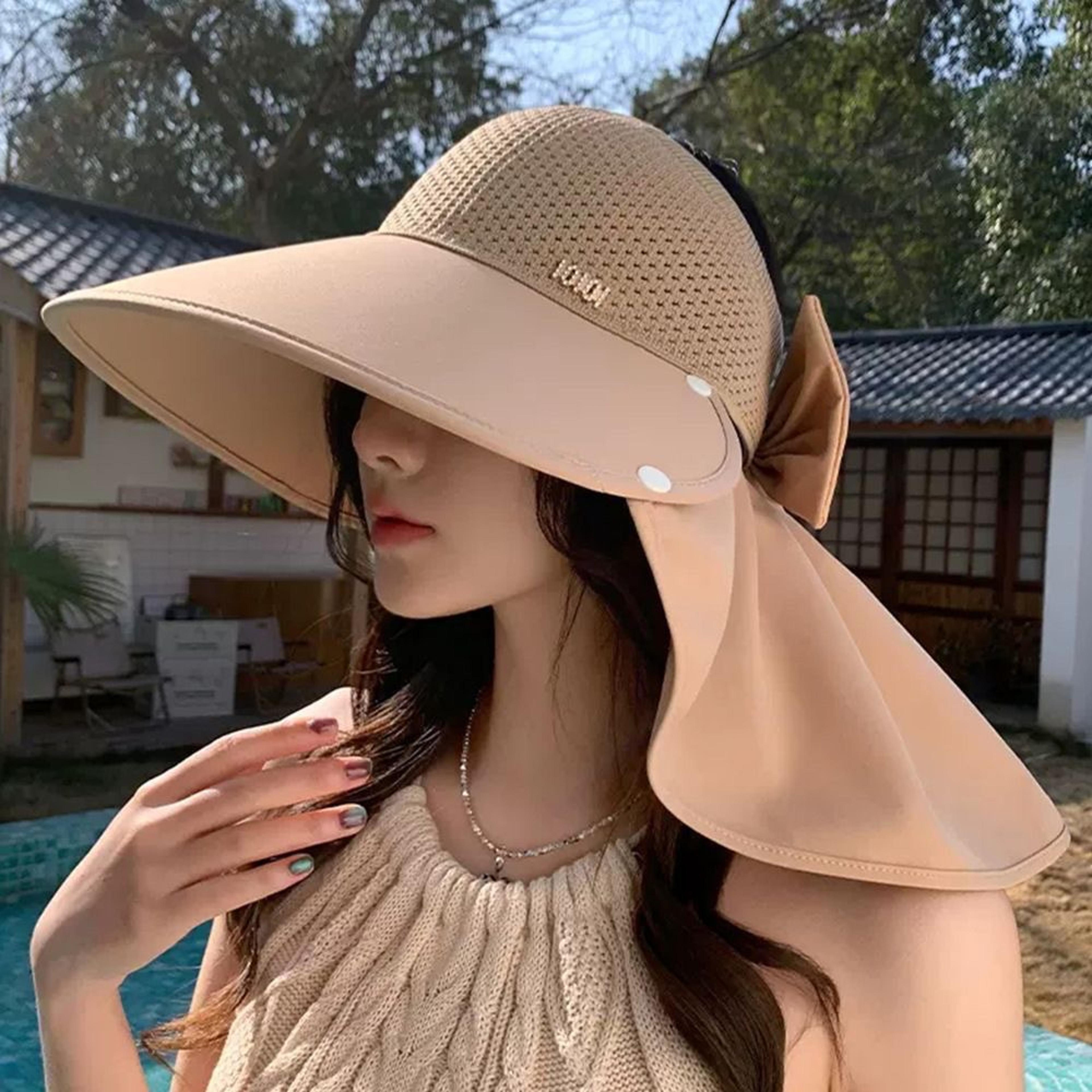 womens wide brim foldable ponytail sun protection baseball cap for outdoor uv protection