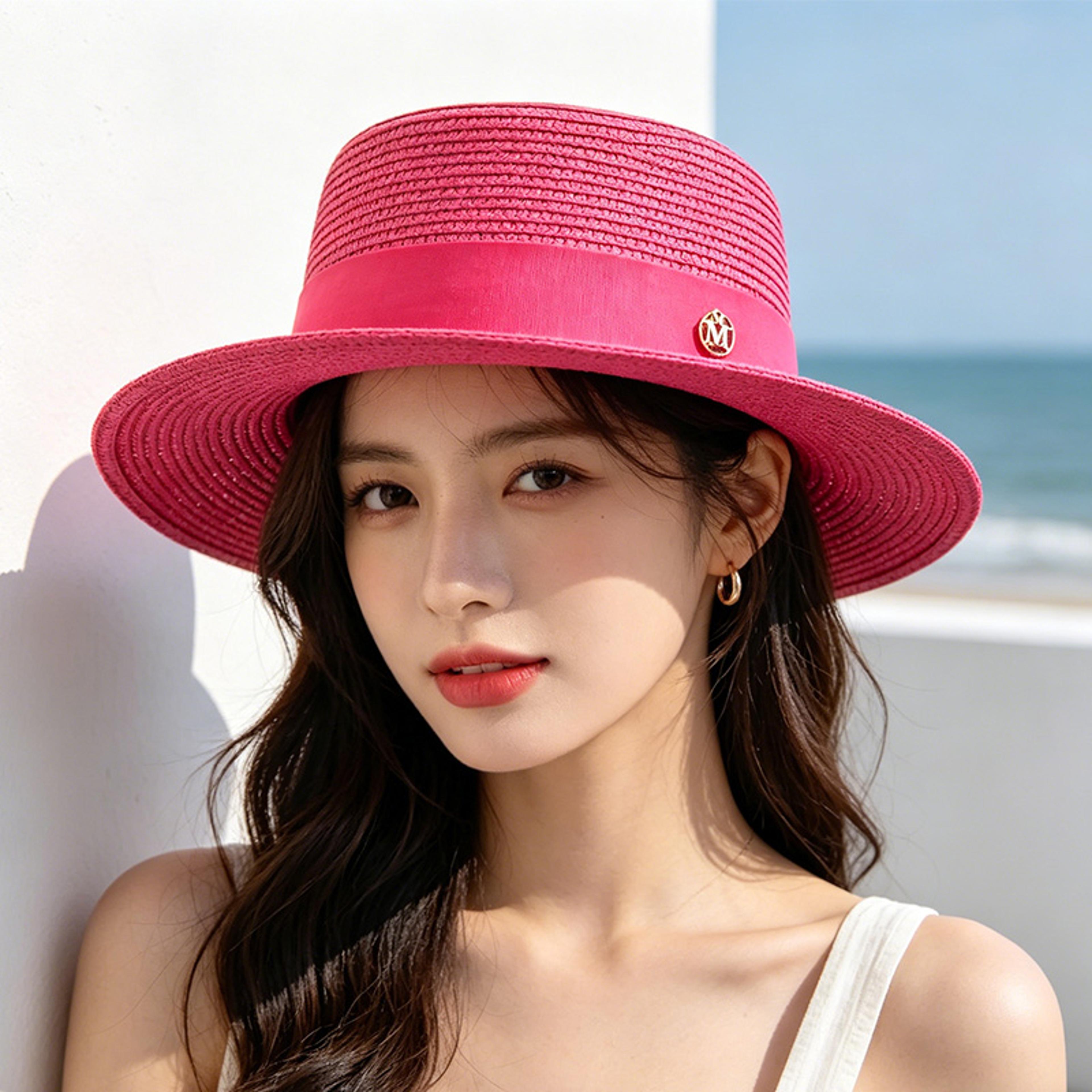 women straw sun hat ribbon beach fedora summer beach hat for women