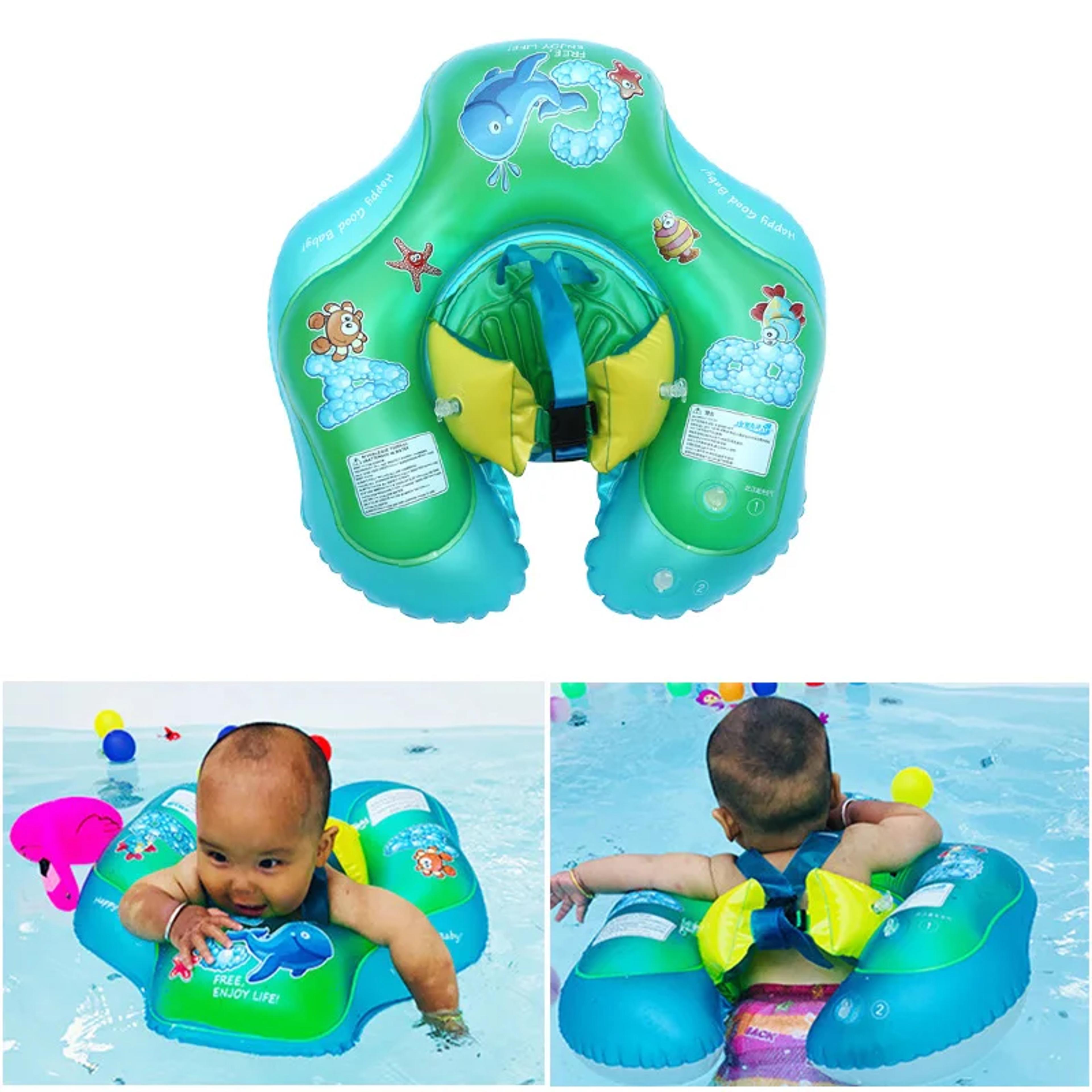 cartoon inflatable baby swim ring infant neck float safety pool bathing aid for toddlers