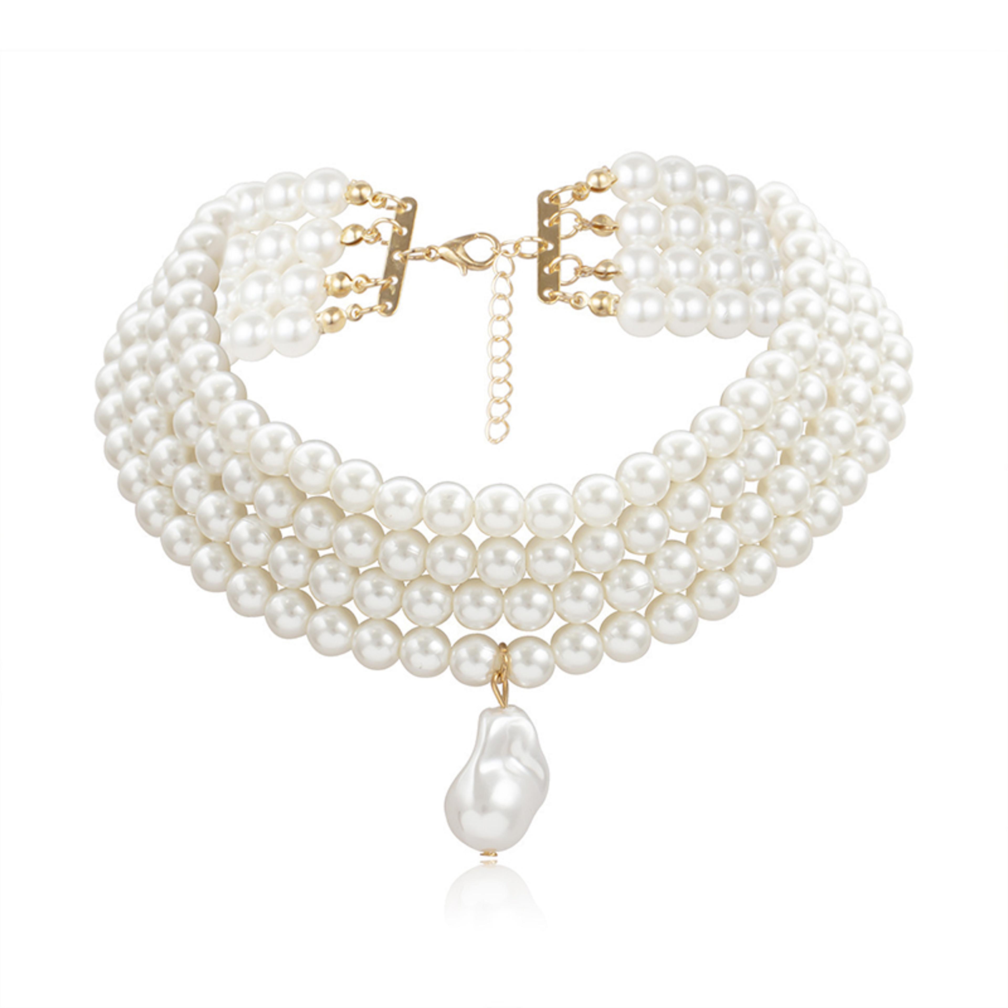 layered baroque pearl choker necklace for women pearl beaded wedding jewelry gift