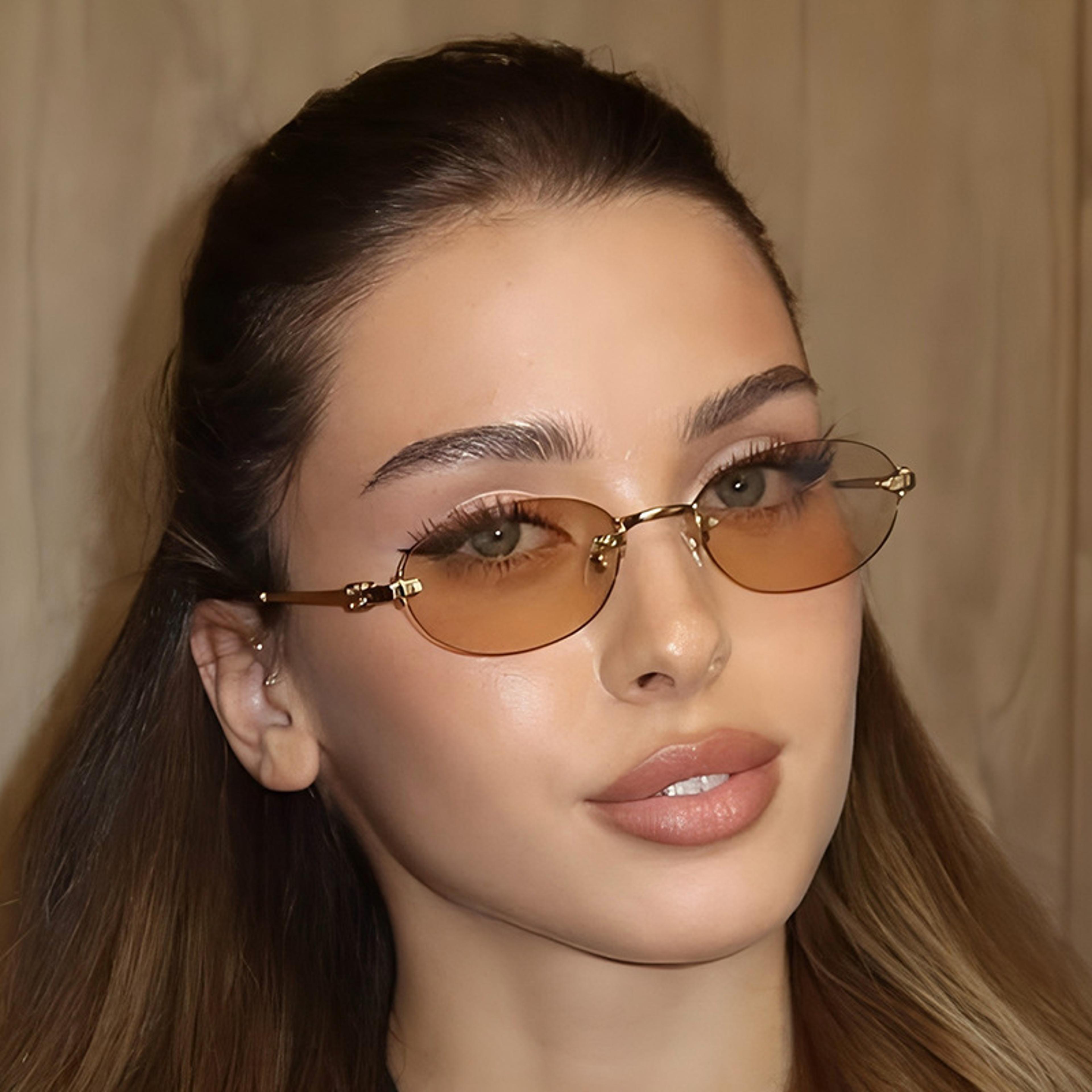 light luxury rimless oval sunglasses personalized fashion casual uv style for vacation wear