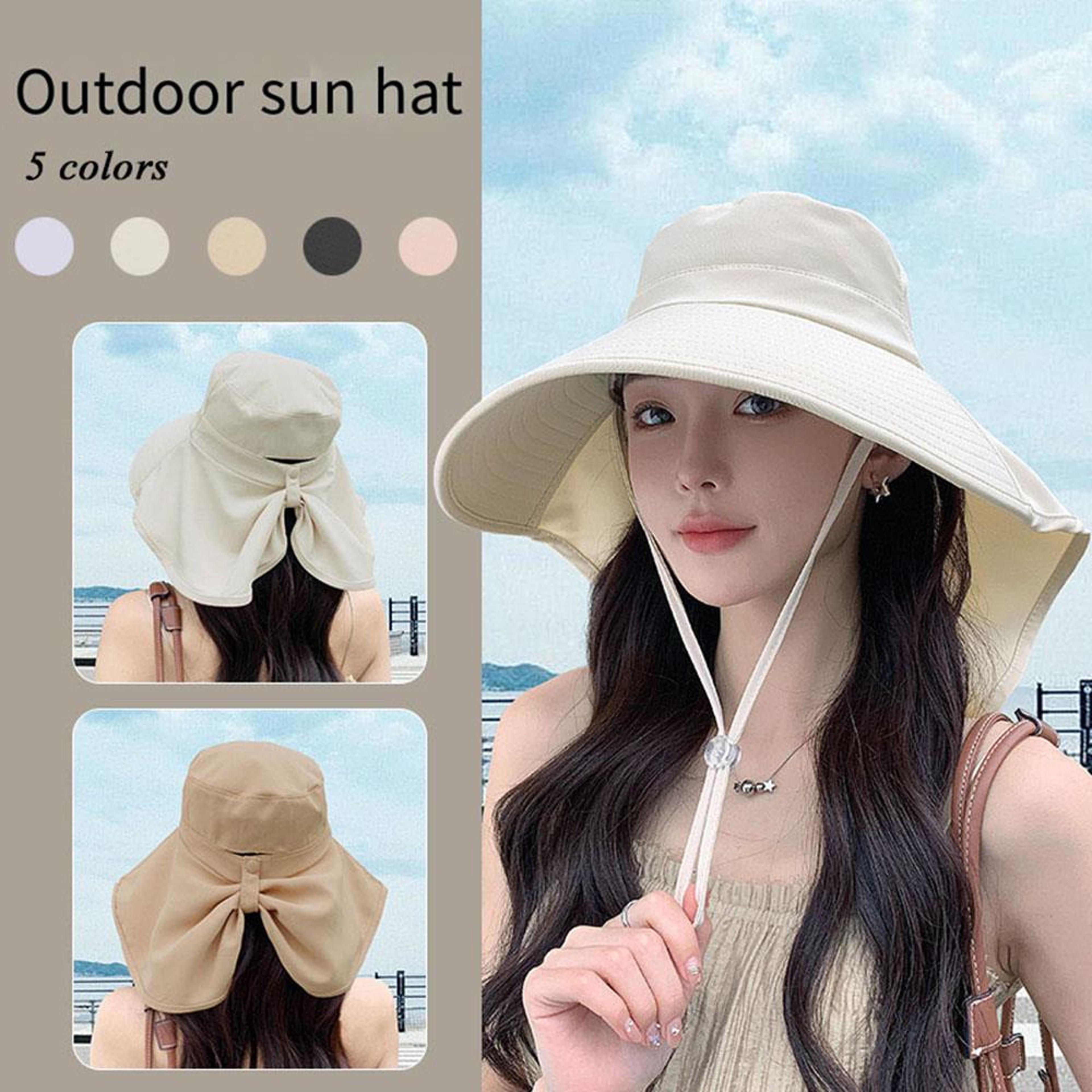 womens uv protection wide brim sun hat with neck flap quick dry bucket hiking fisherman cap