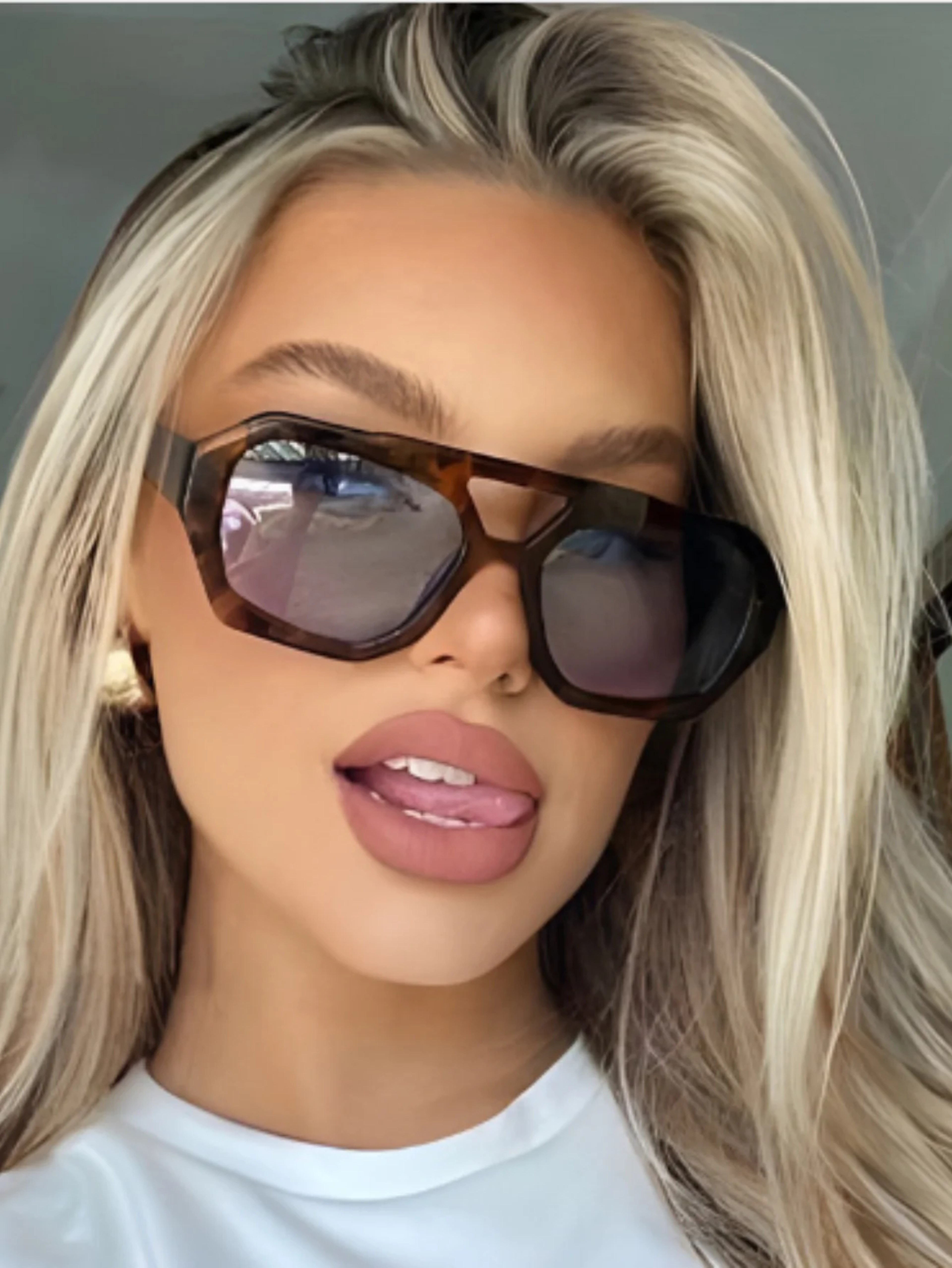 retro irregular double bridge fashion sunglasses for men and women
