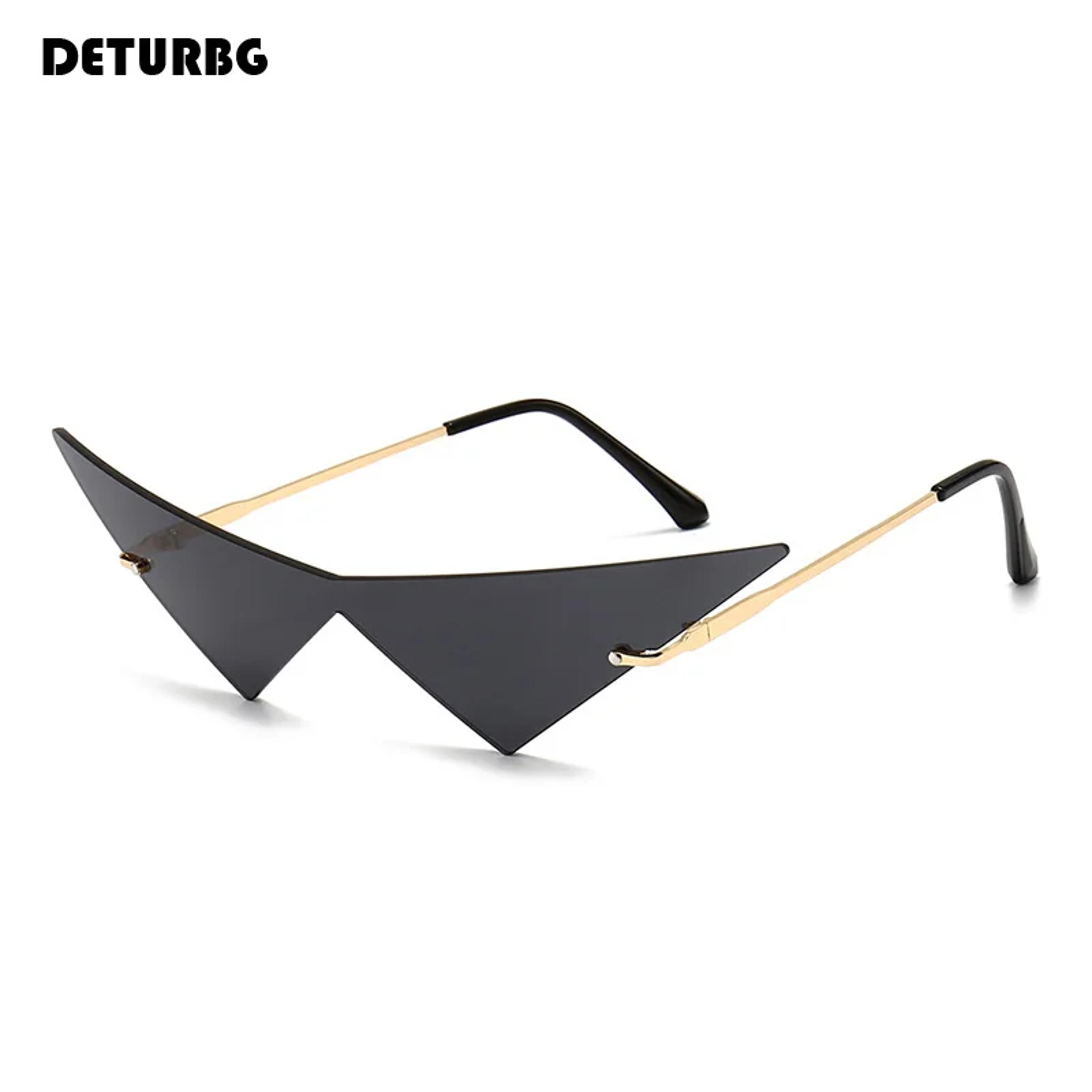 rimless triangle cat eye sunglasses for women uv designer fashion shades