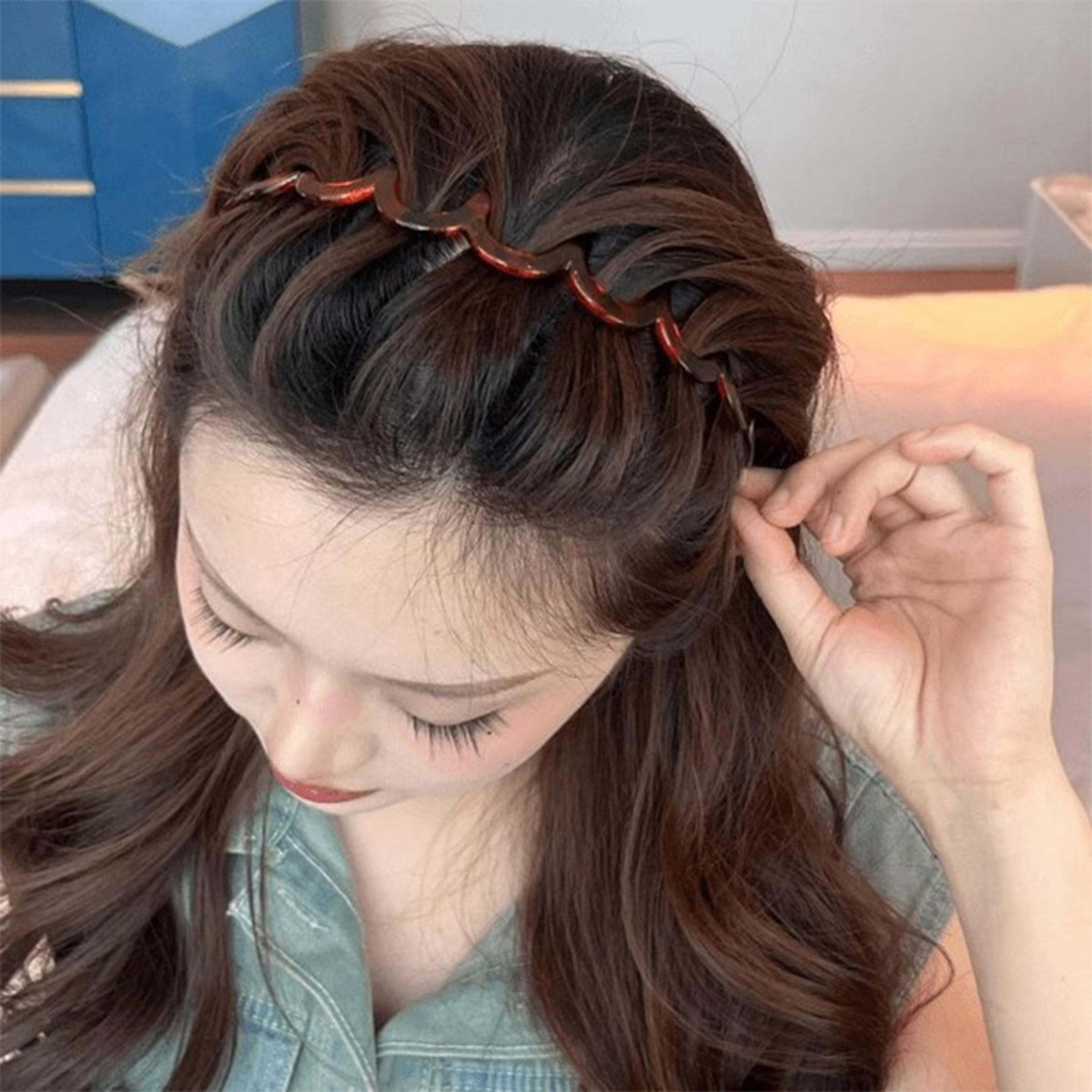 u shaped non slip hair comb headband fluffy top hair hoop for women