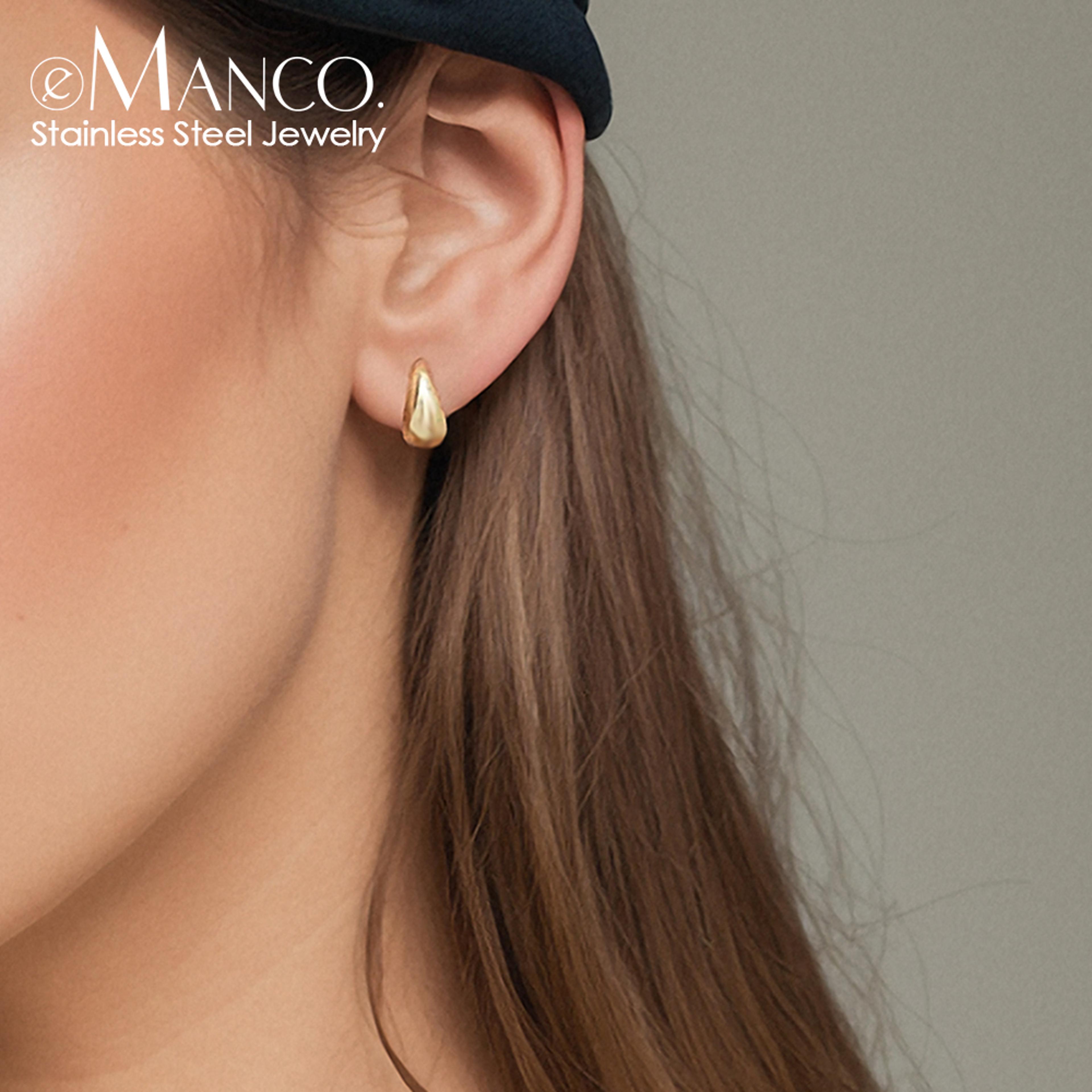 stainless steel water drop earrings minimalist geometric handmade women's fashion jewelry gift