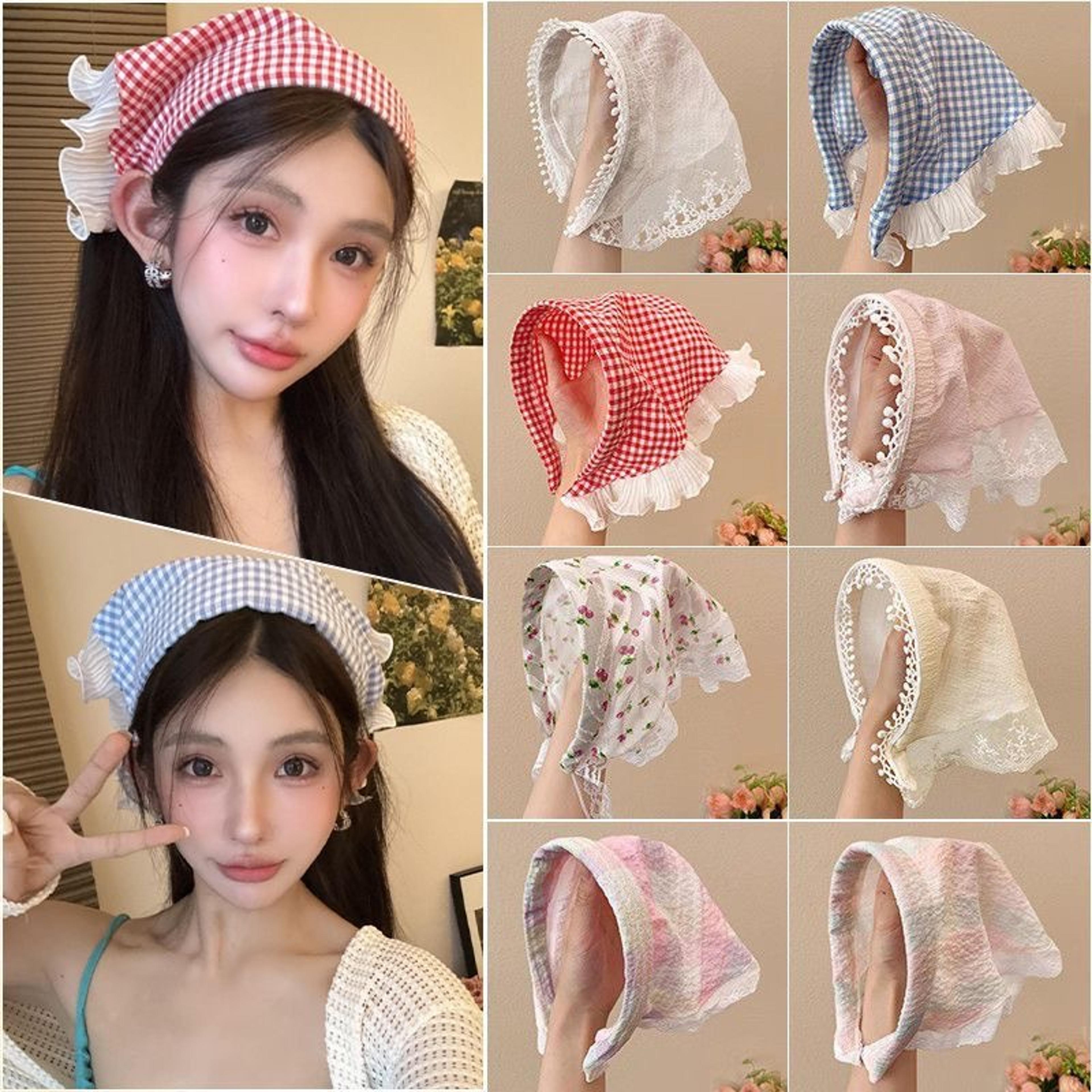 lace triangle head scarf bandana headband for women elegant hair wrap turban