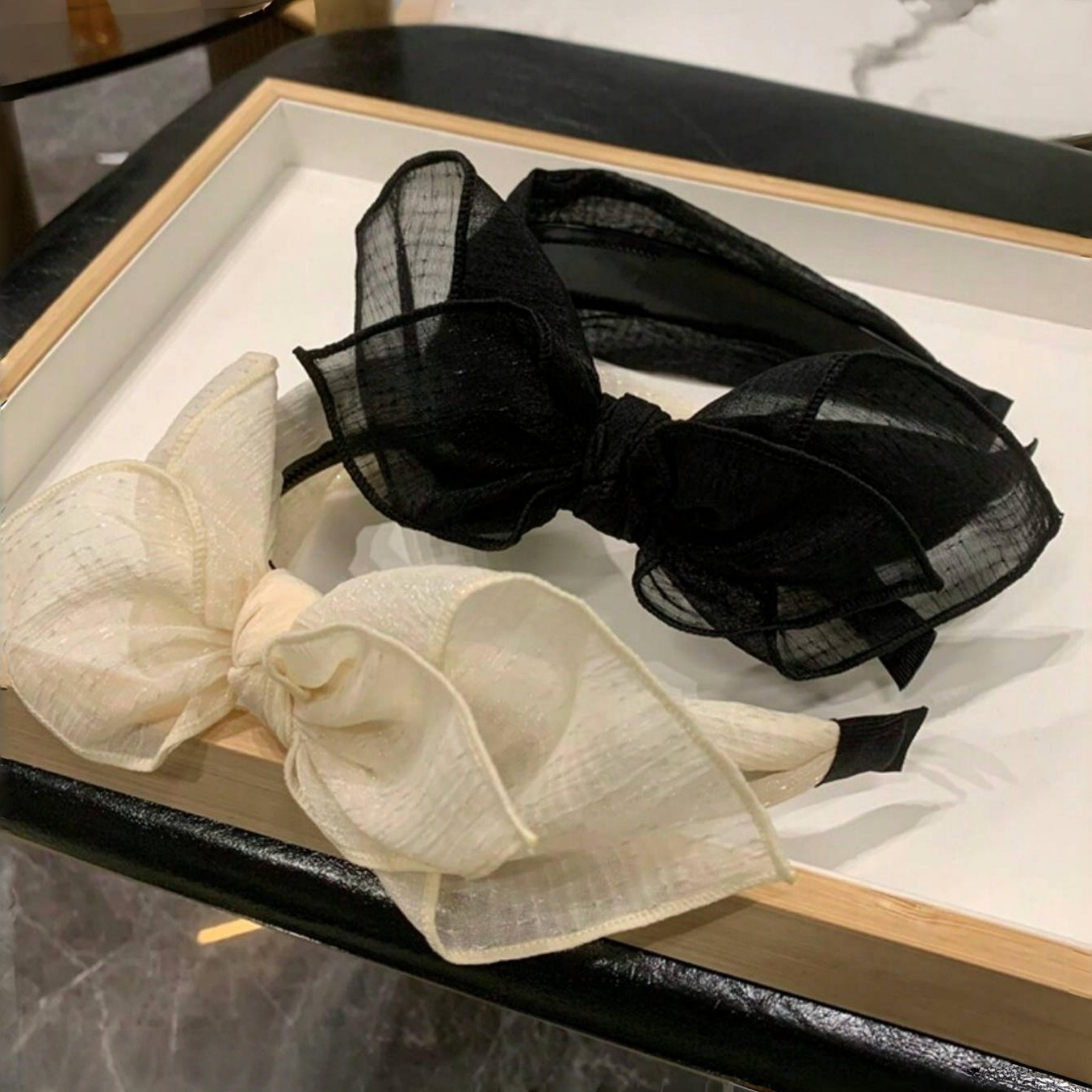 elegant lace bowknot anti slip wide edge headband for women minimalist tulle hair accessory