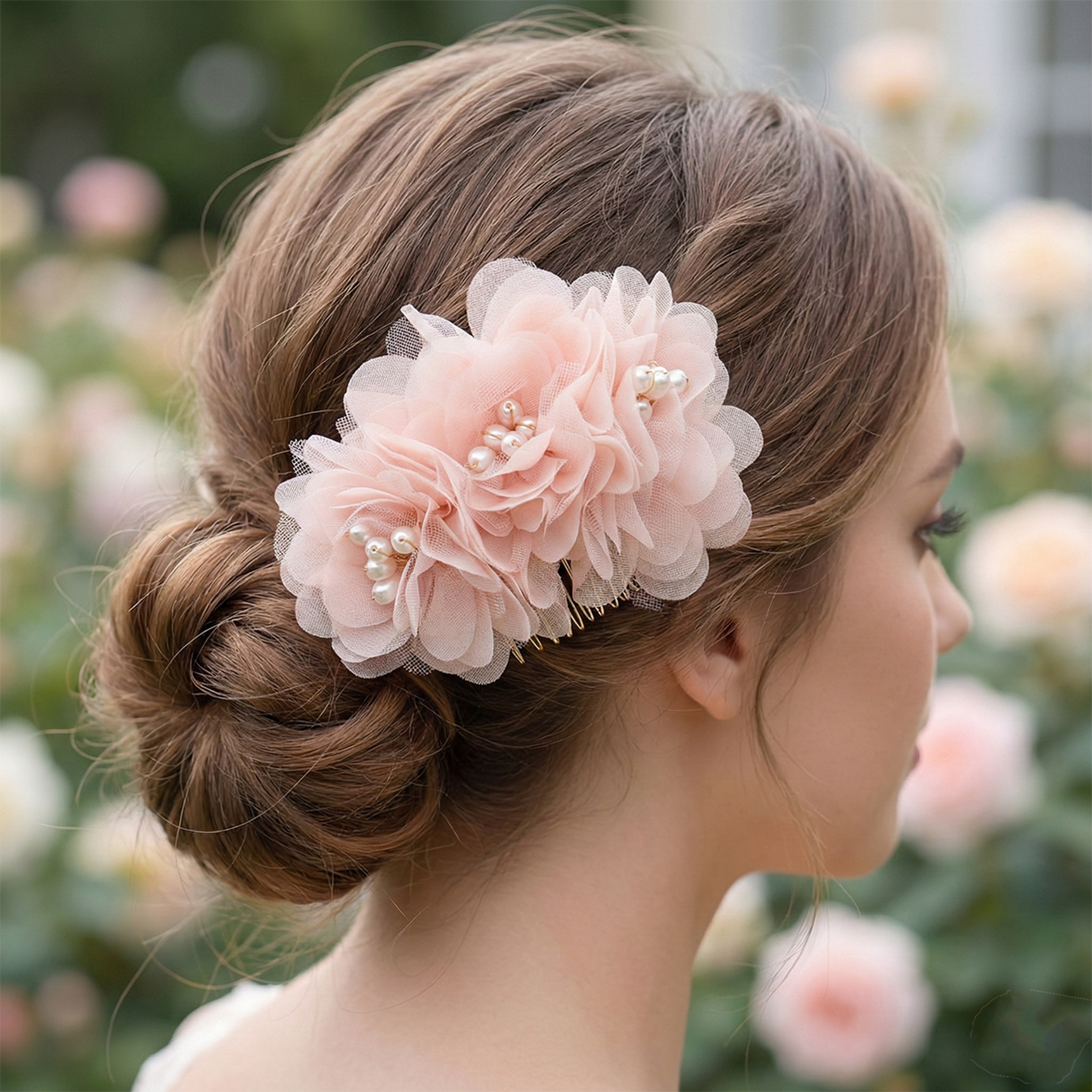 pink princess flower crystal bridal hair comb wedding hair accessory elegant bridal headpiece