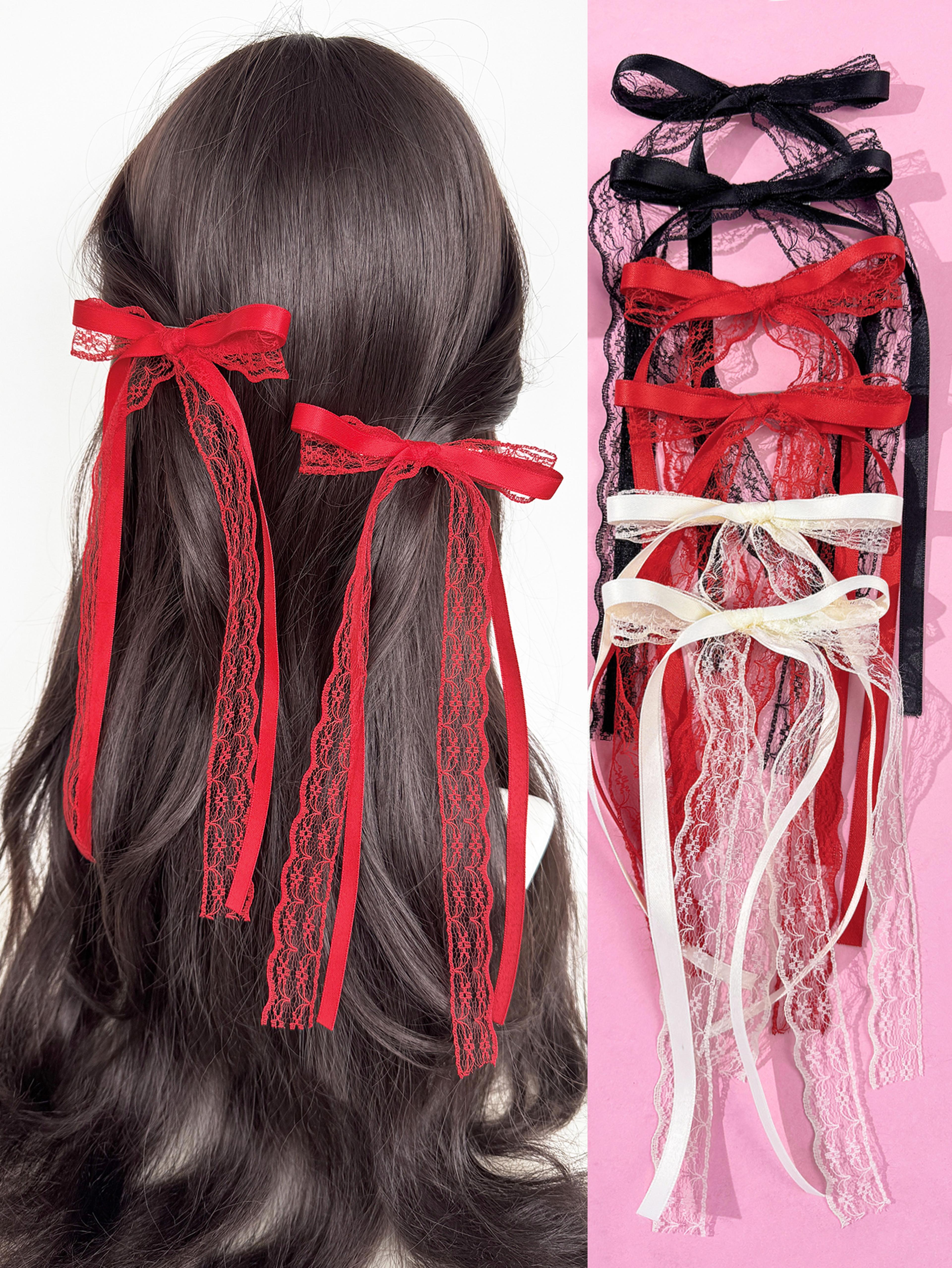 ballet lace bow ponytail hair clips for girls cute ribbon hair accessories