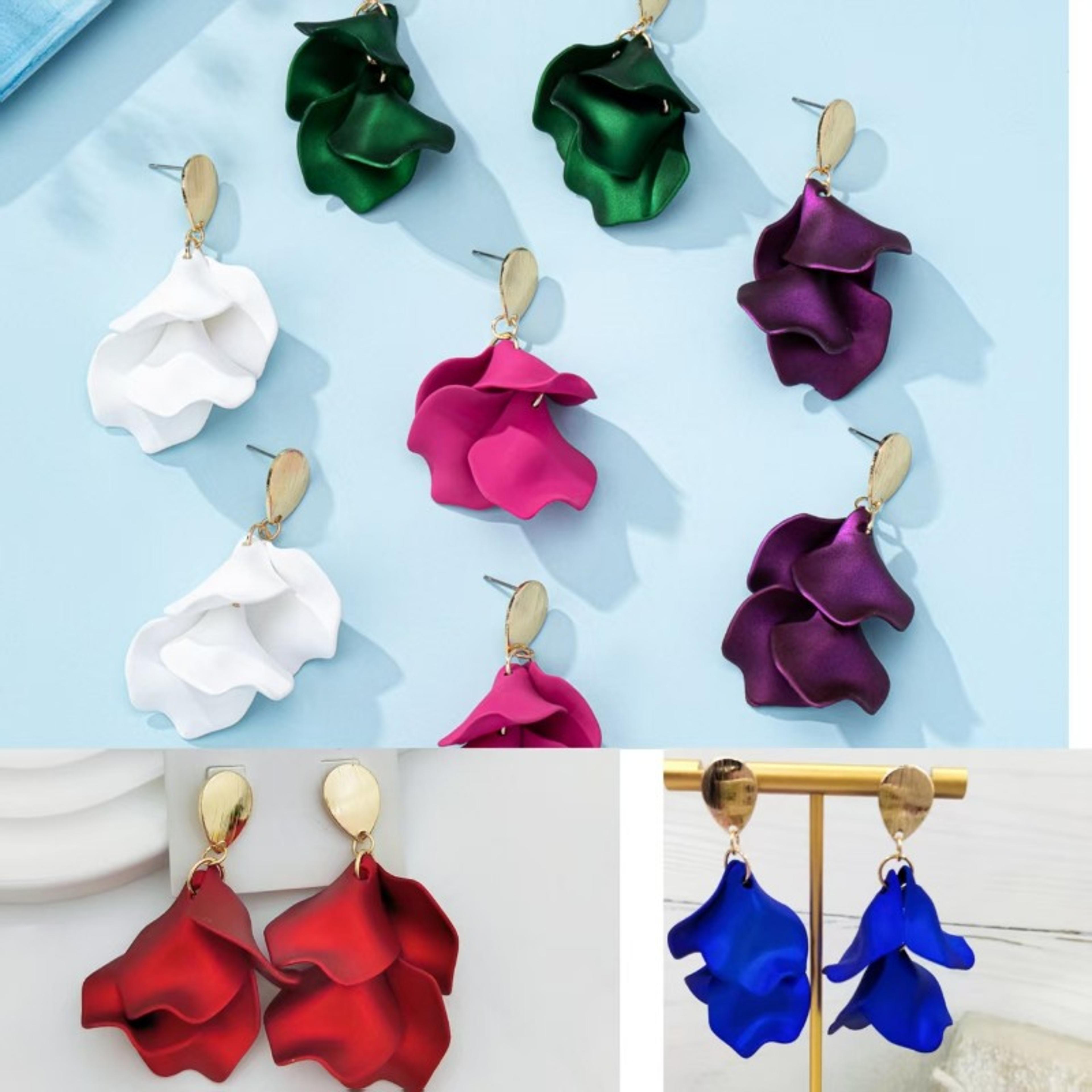 irregular petal tassel statement earrings for women luxury floral drop jewelry gift