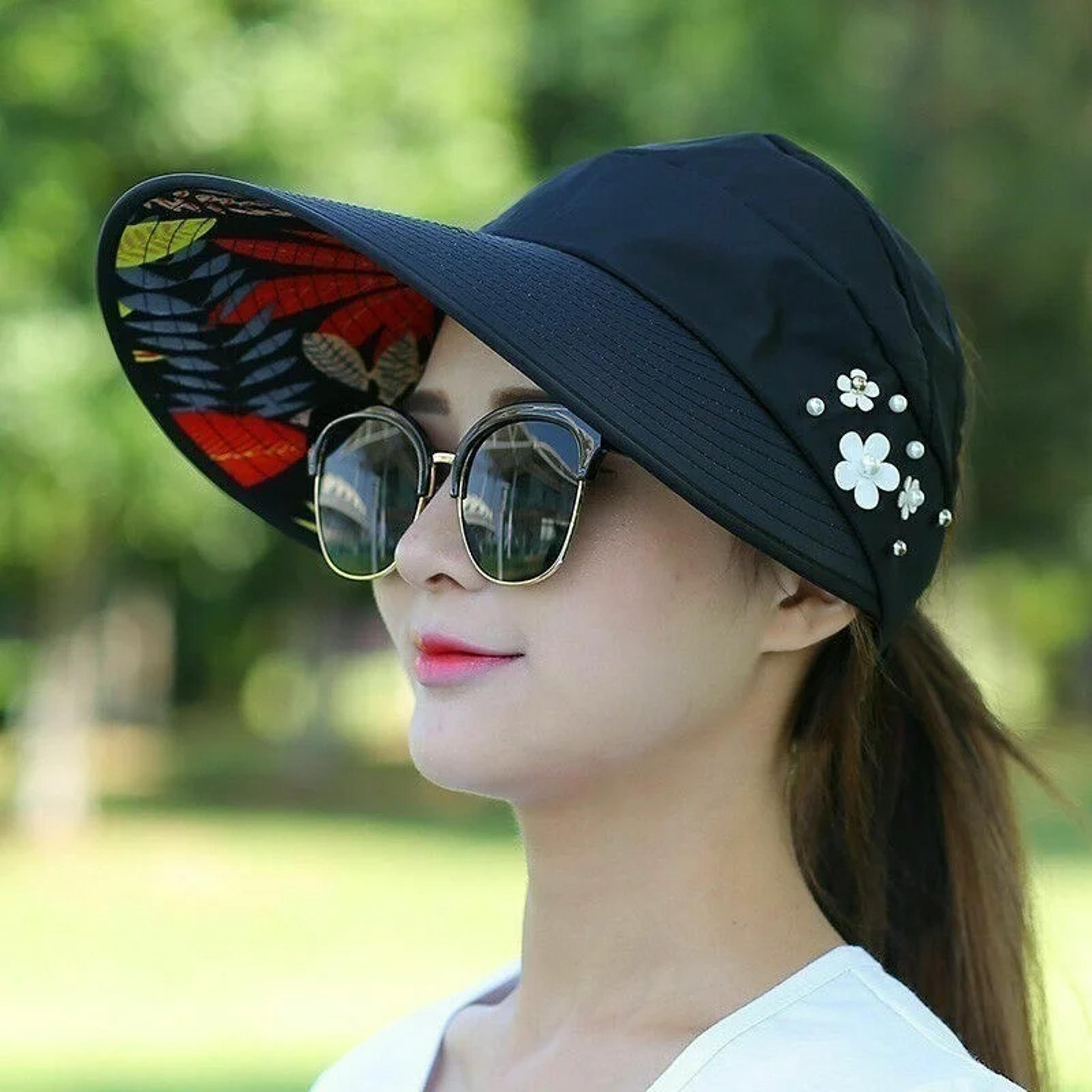 foldable wide brim sun hat for women uv protection beach visor hat