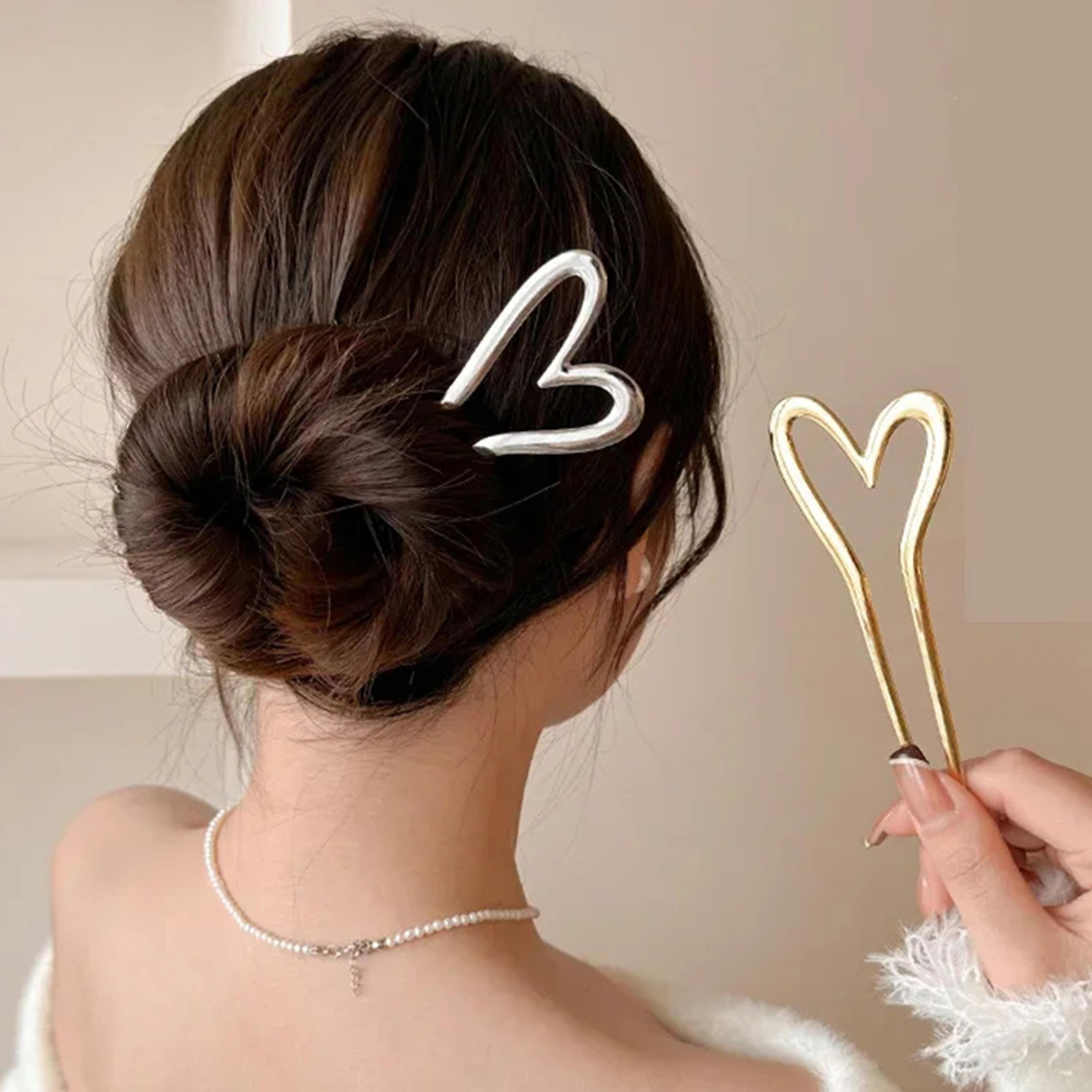 heart geometric hair stick set elegant metal hair pin accessories for women